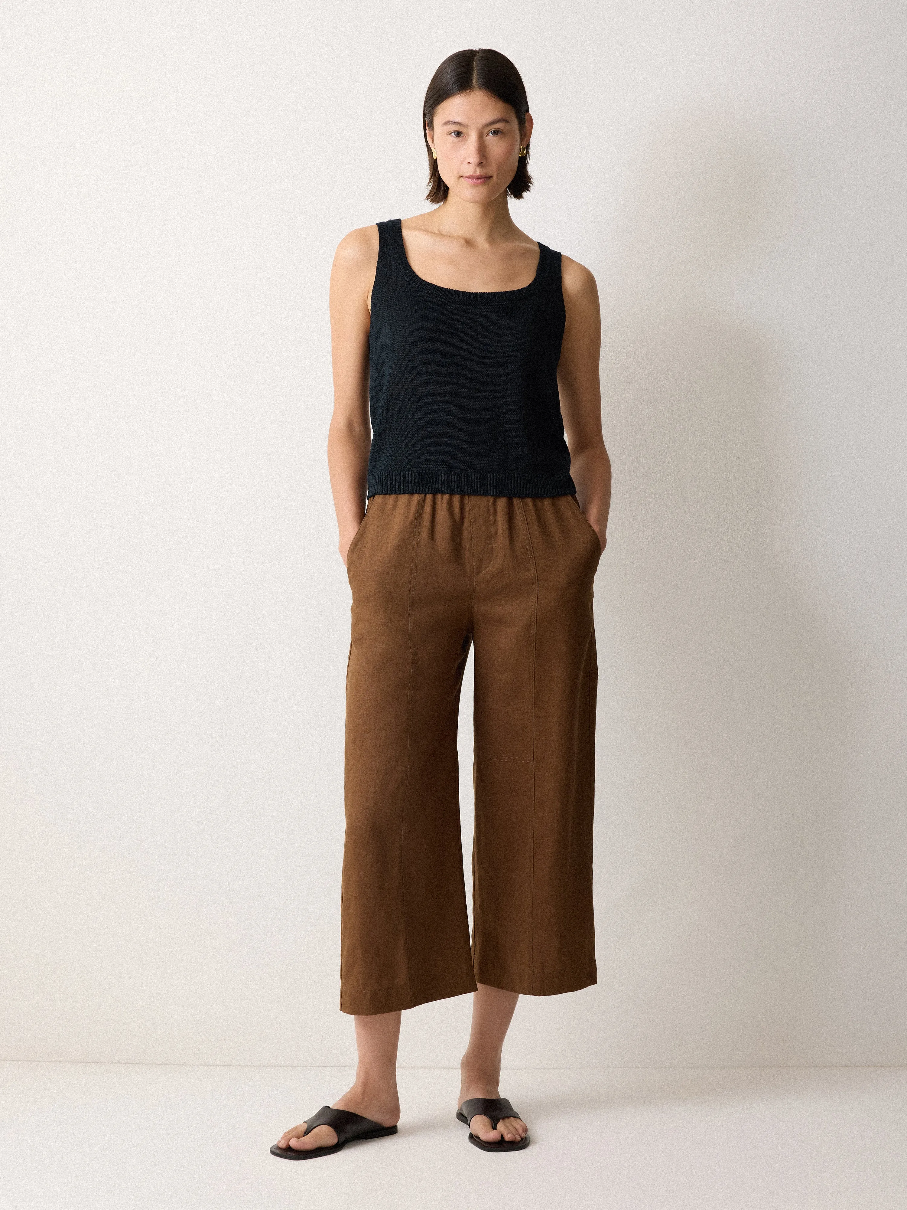 Linen Square Neck Knitted Vest | Navy sold by Jigsaw product image thumbnail 4