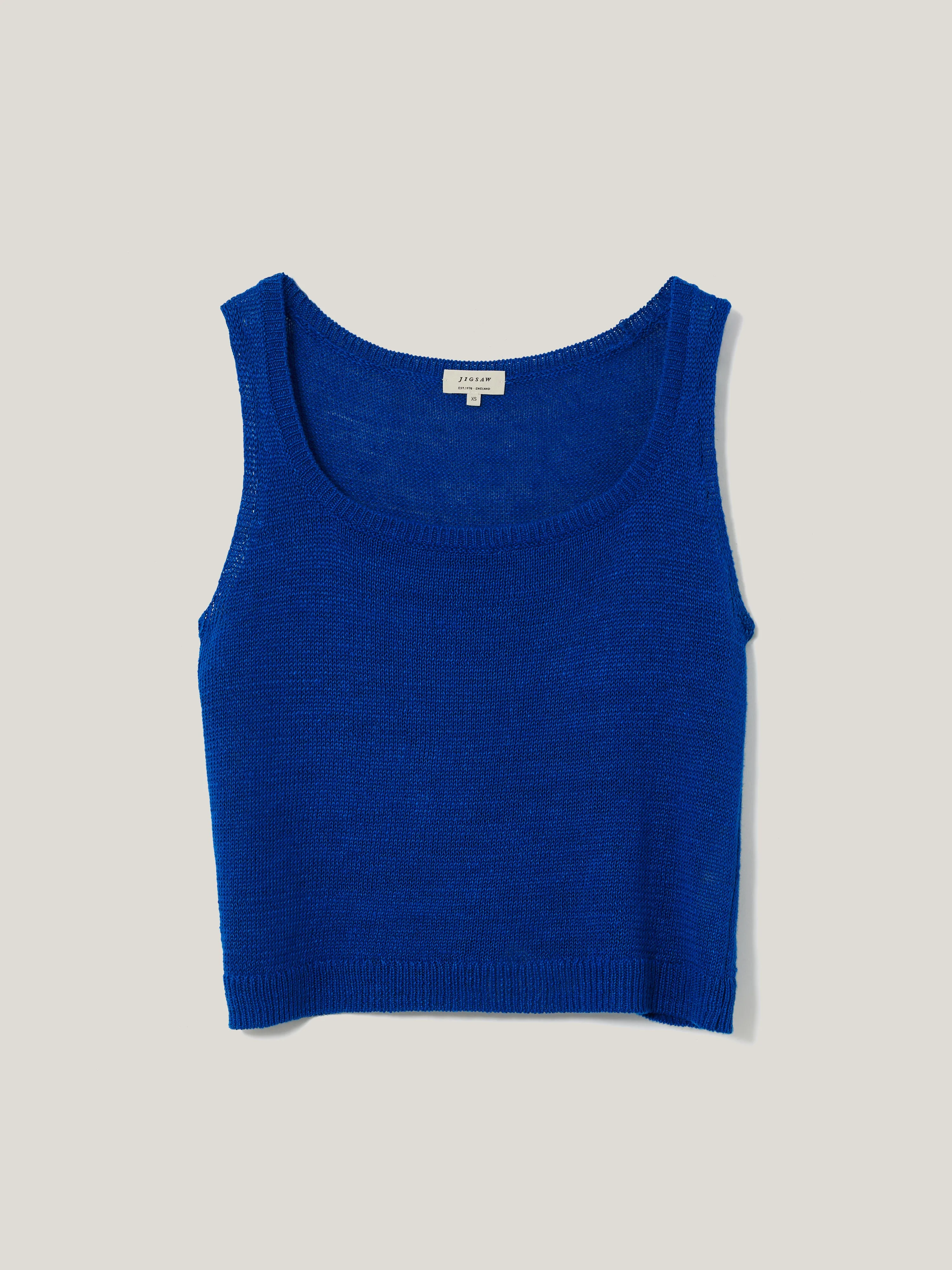 Linen Square Neck Knitted Vest | Blue sold by Jigsaw product image thumbnail 5