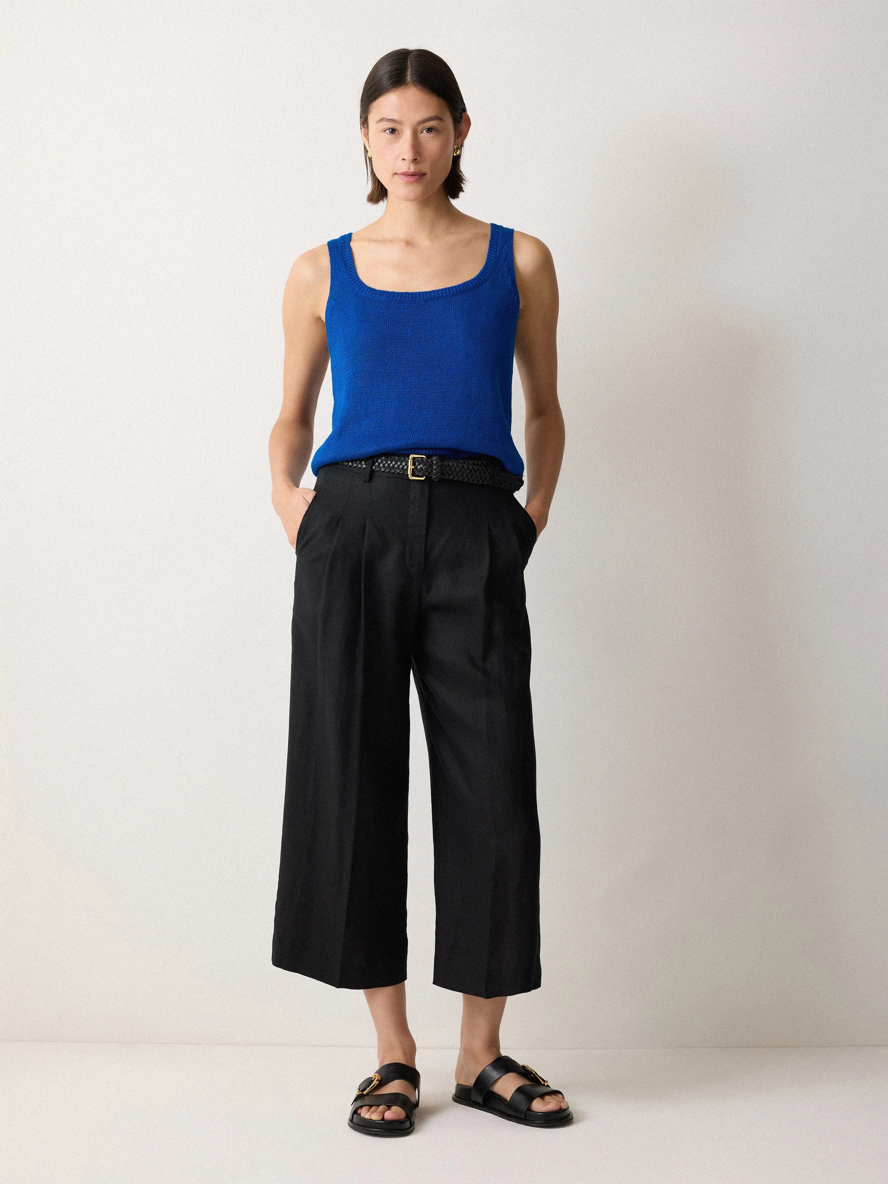 Linen Square Neck Knitted Vest | Blue sold by Jigsaw product image thumbnail 2