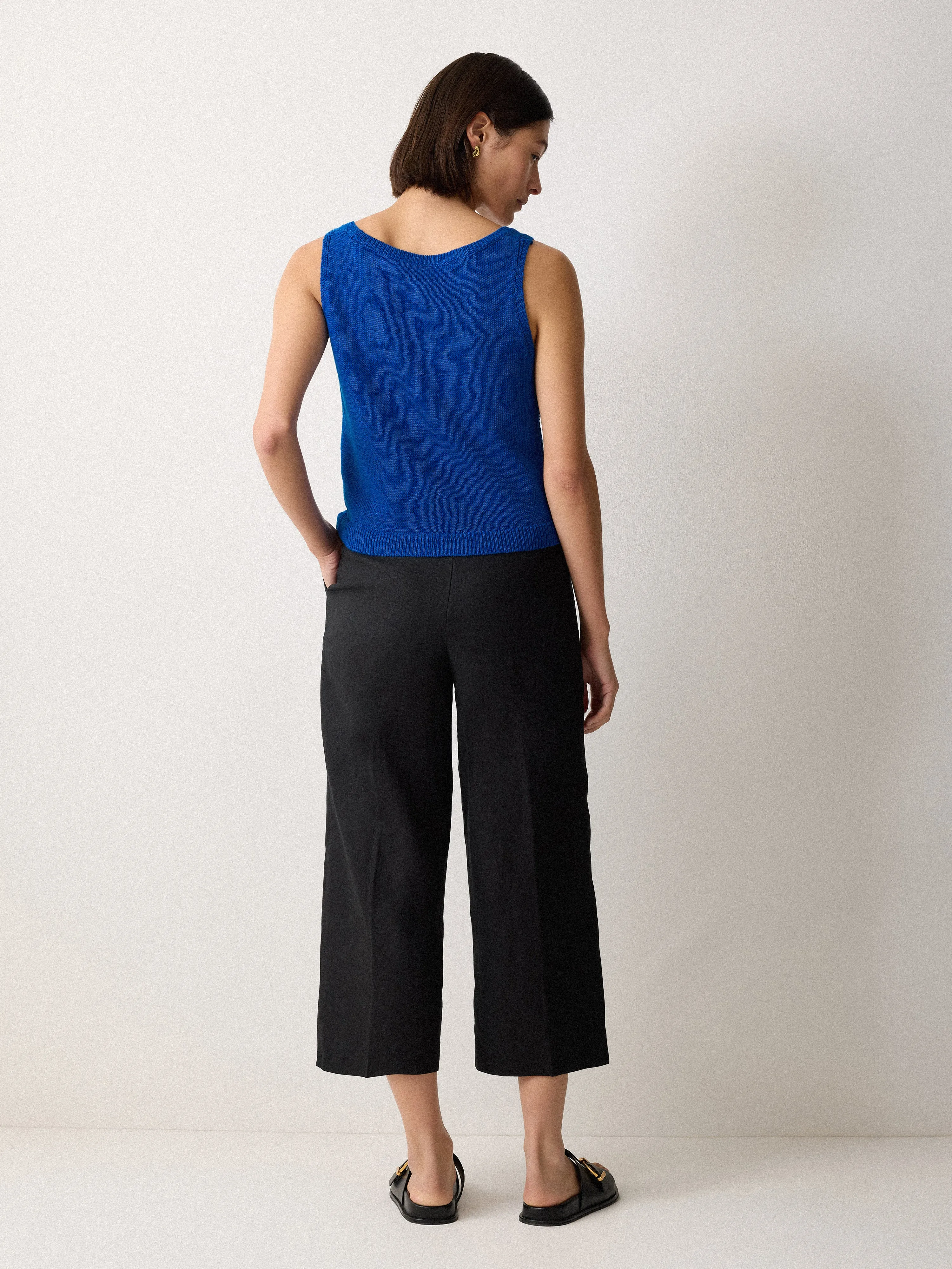 Linen Square Neck Knitted Vest | Blue sold by Jigsaw product image thumbnail 3