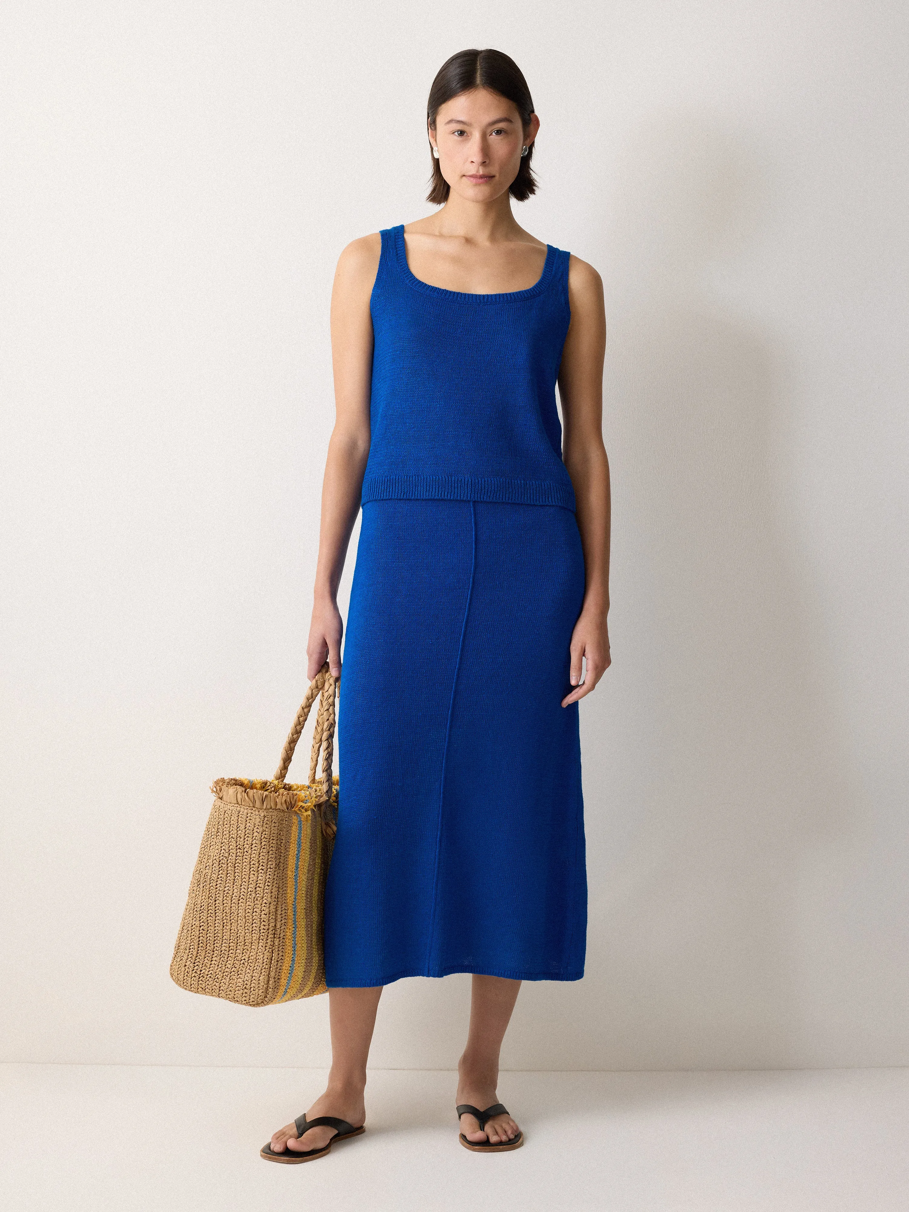 Linen Square Neck Knitted Vest | Blue sold by Jigsaw product image thumbnail 4