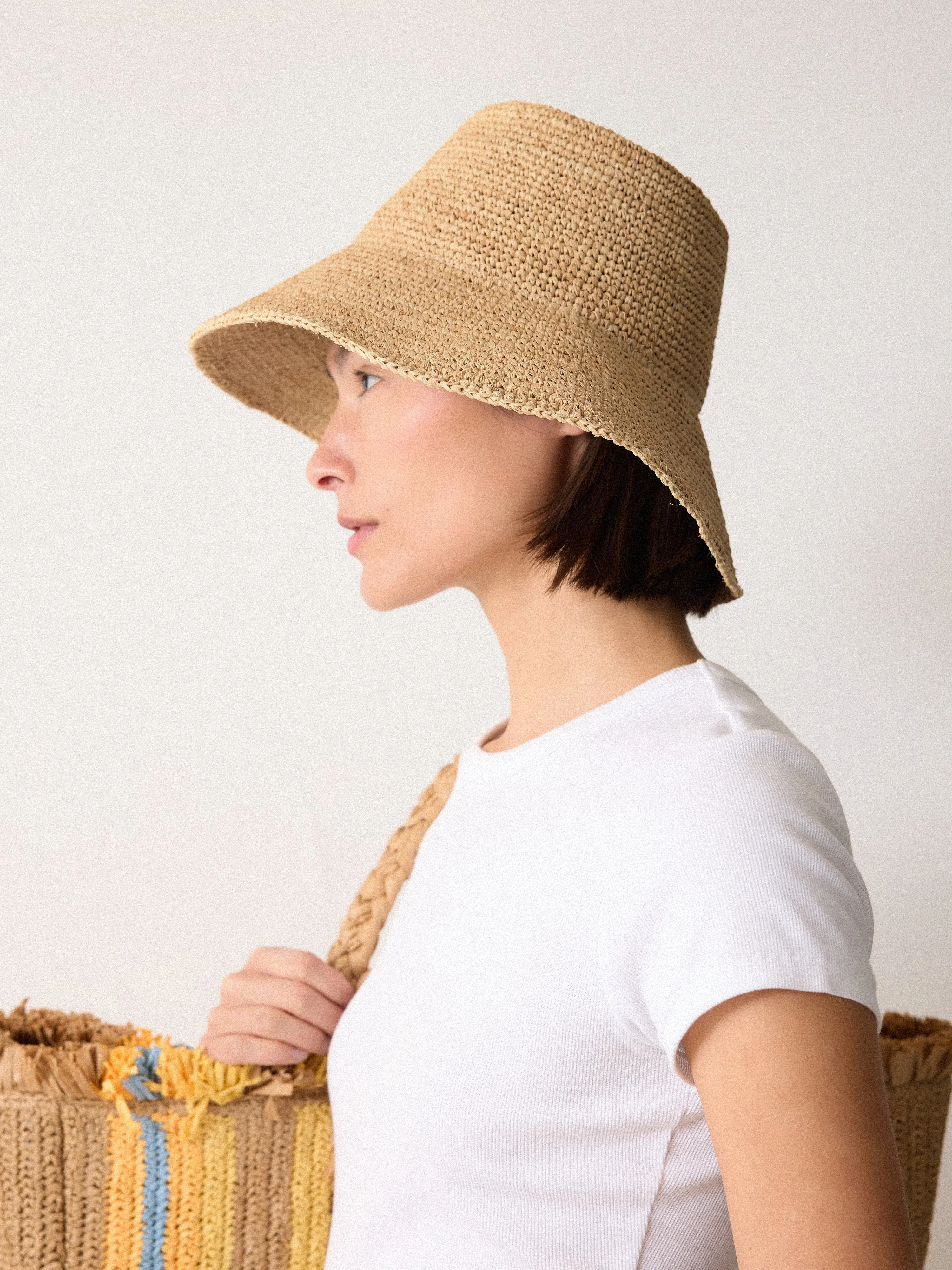 Straw Bucket Hat | Natural sold by Jigsaw
