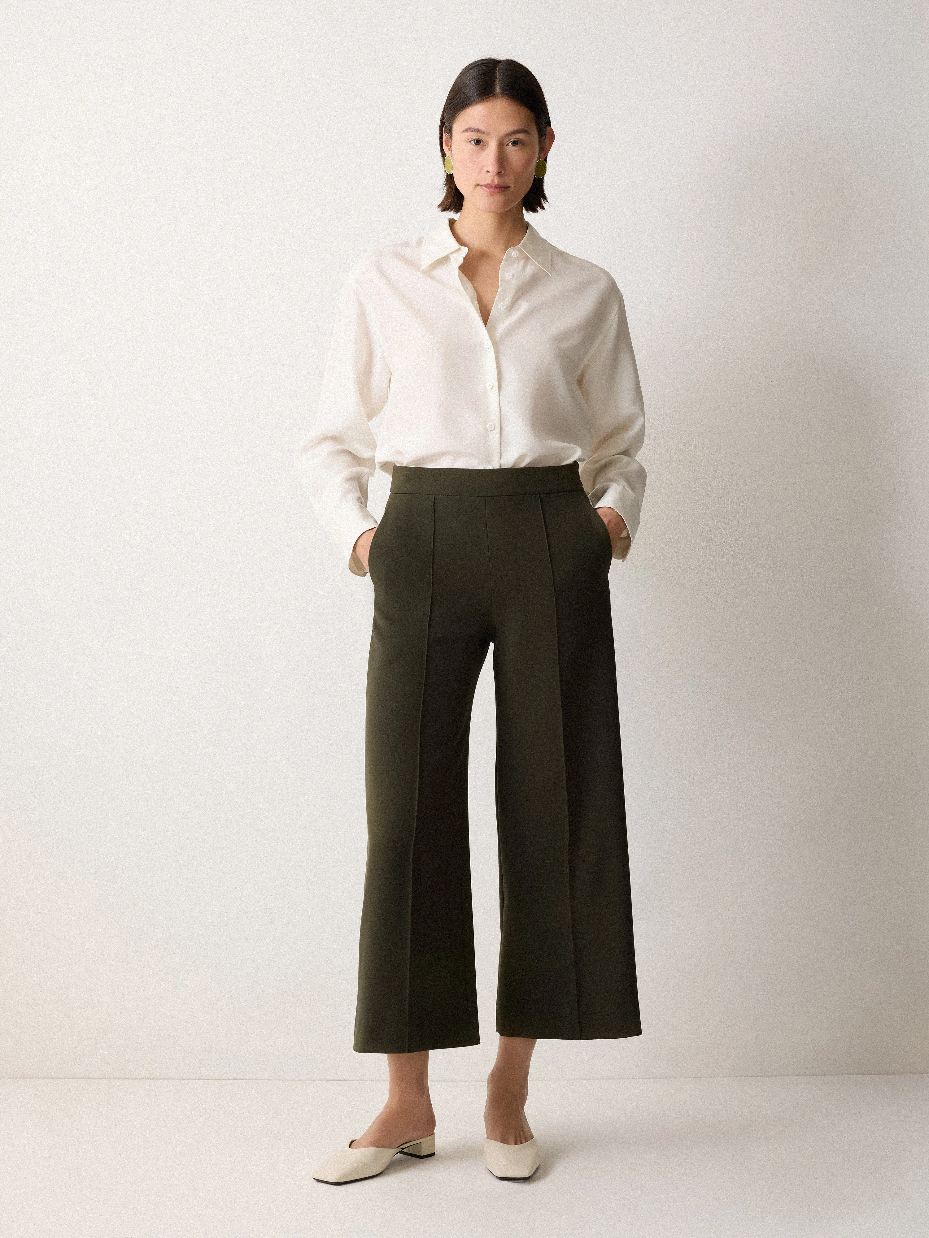 Modern Crepe Sailor Trouser | Dark Olive sold by Jigsaw product image thumbnail 3
