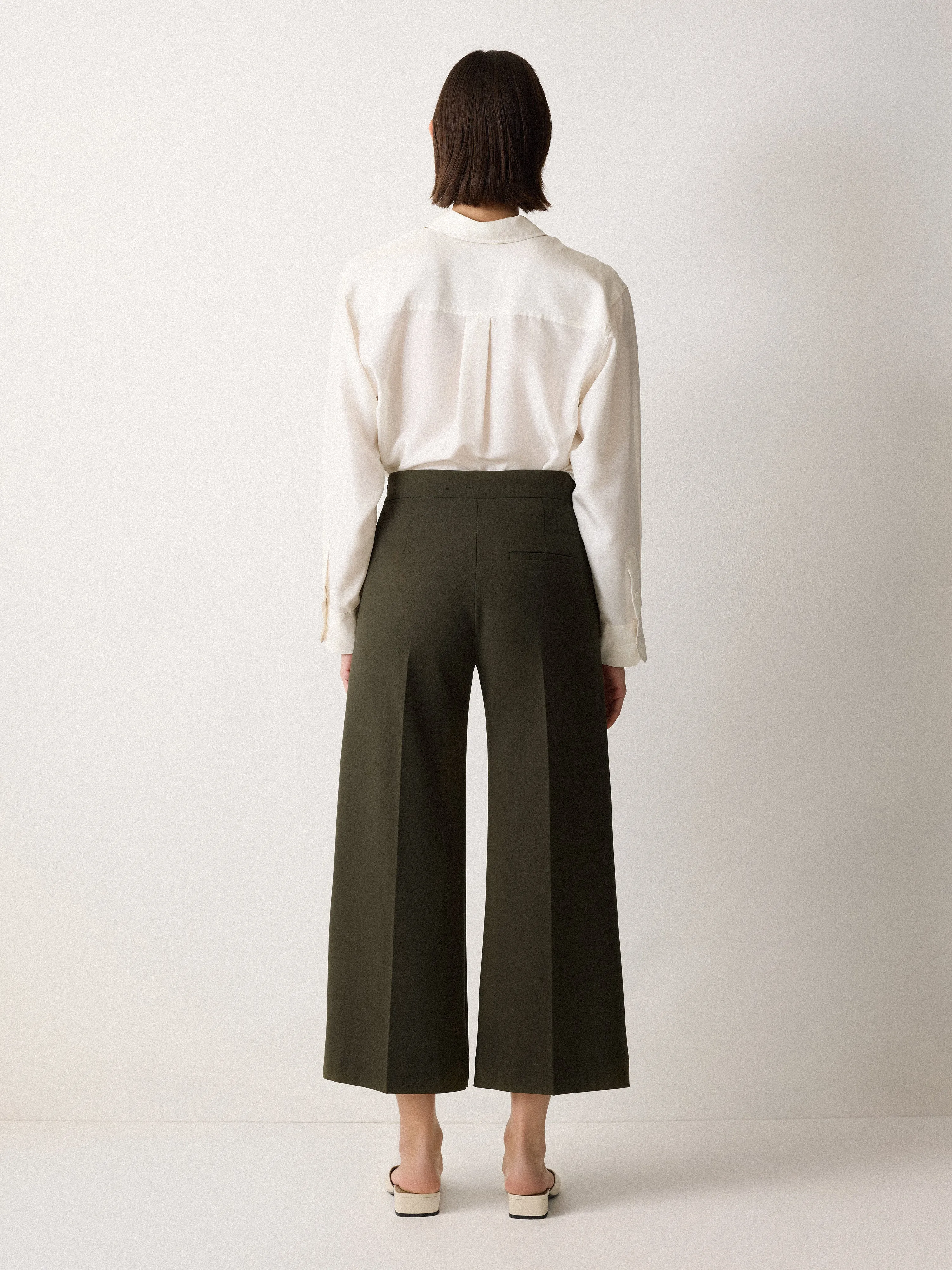 Modern Crepe Sailor Trouser | Dark Olive sold by Jigsaw product image thumbnail 4