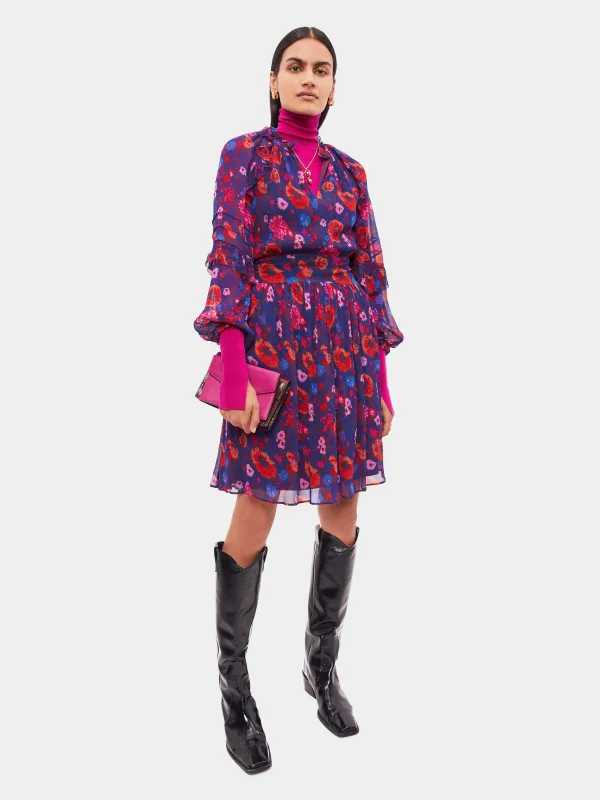 Celestial Floral Crinkle Dress | Navy sold by Jigsaw