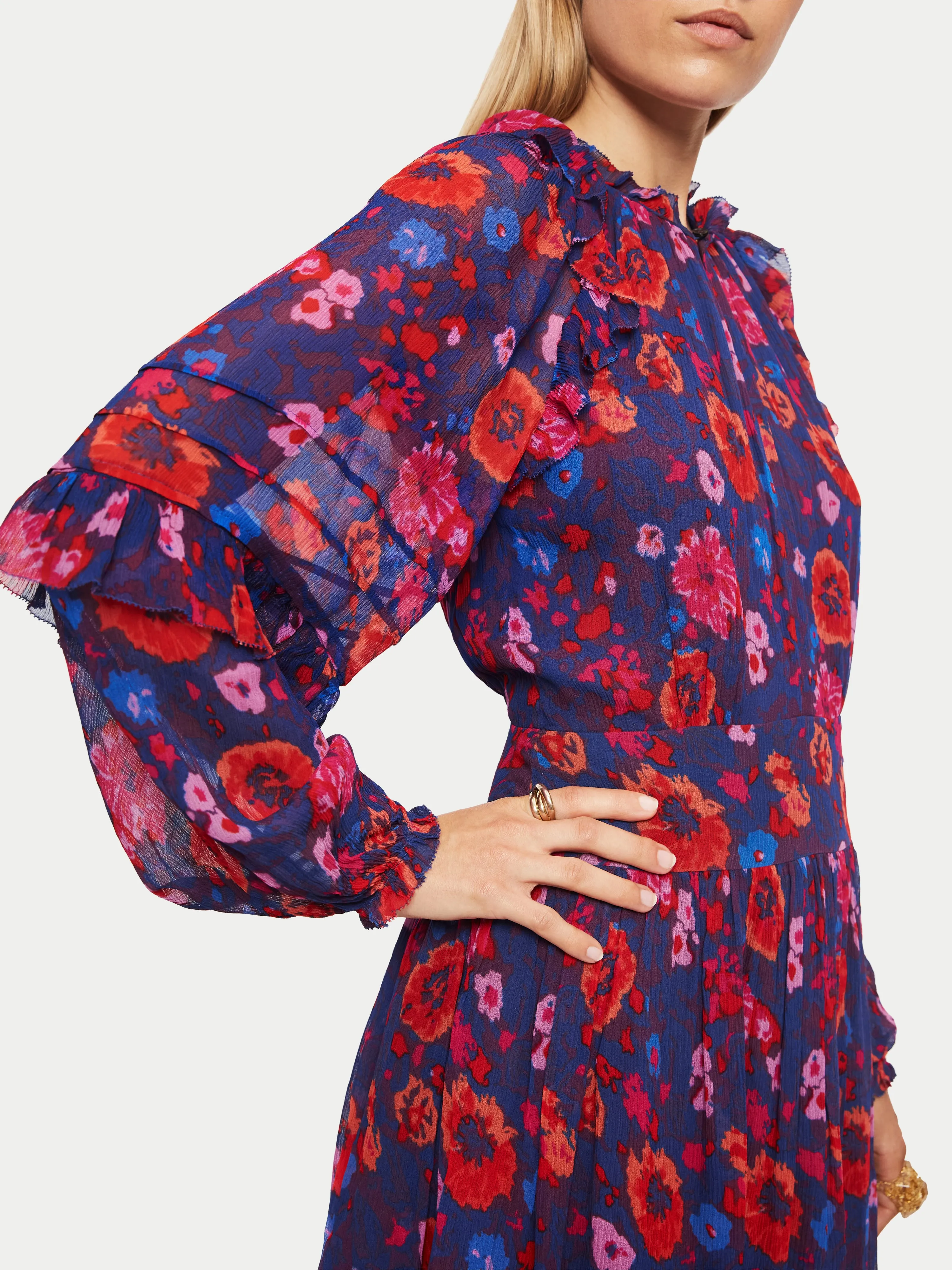 Celestial Floral Crinkle Dress | Navy sold by Jigsaw product image thumbnail 3