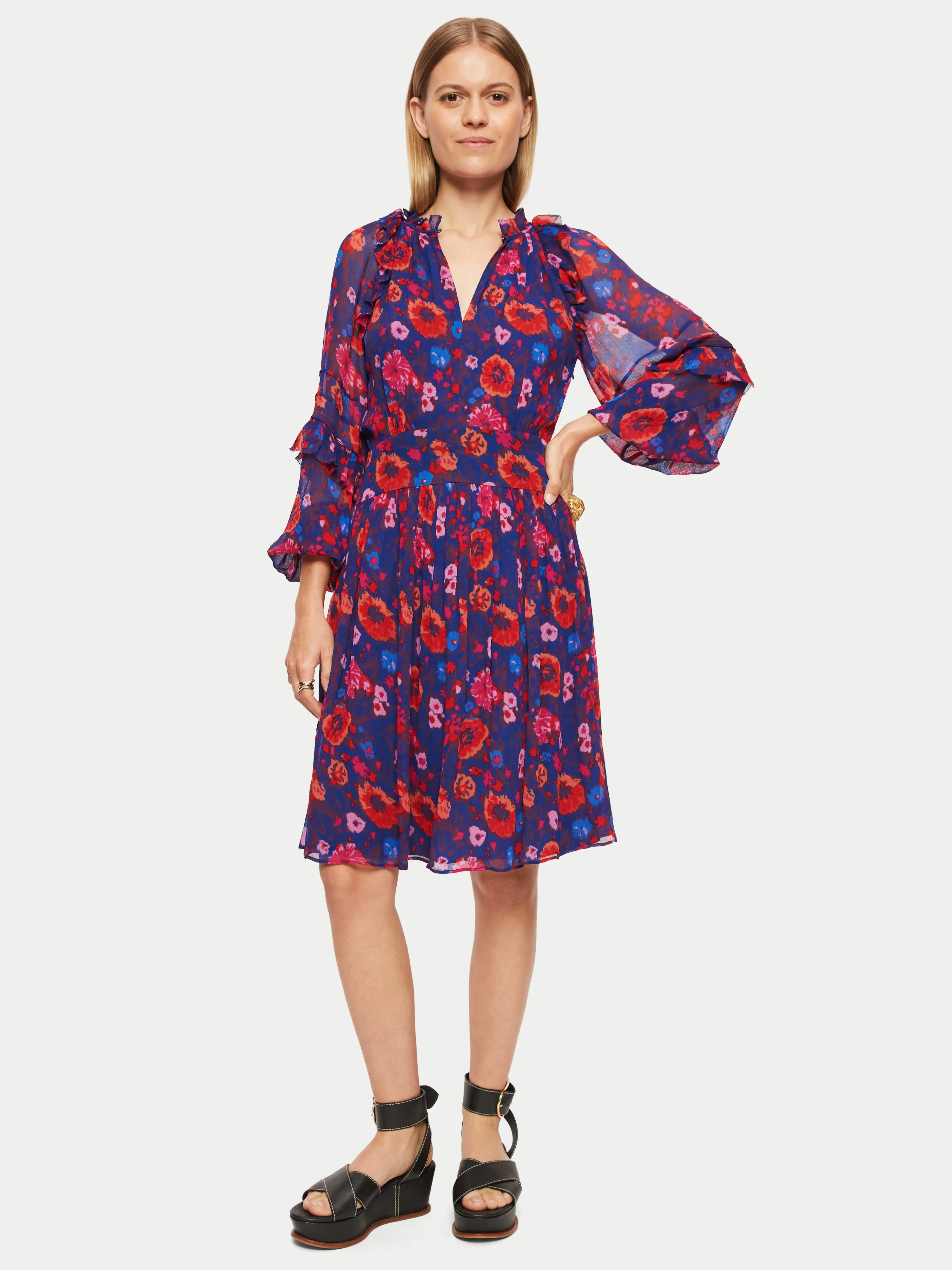 Celestial Floral Crinkle Dress | Navy sold by Jigsaw product image thumbnail 4