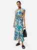 Strokes Floral Jacquard Skirt | Dark Blue sold by Jigsaw