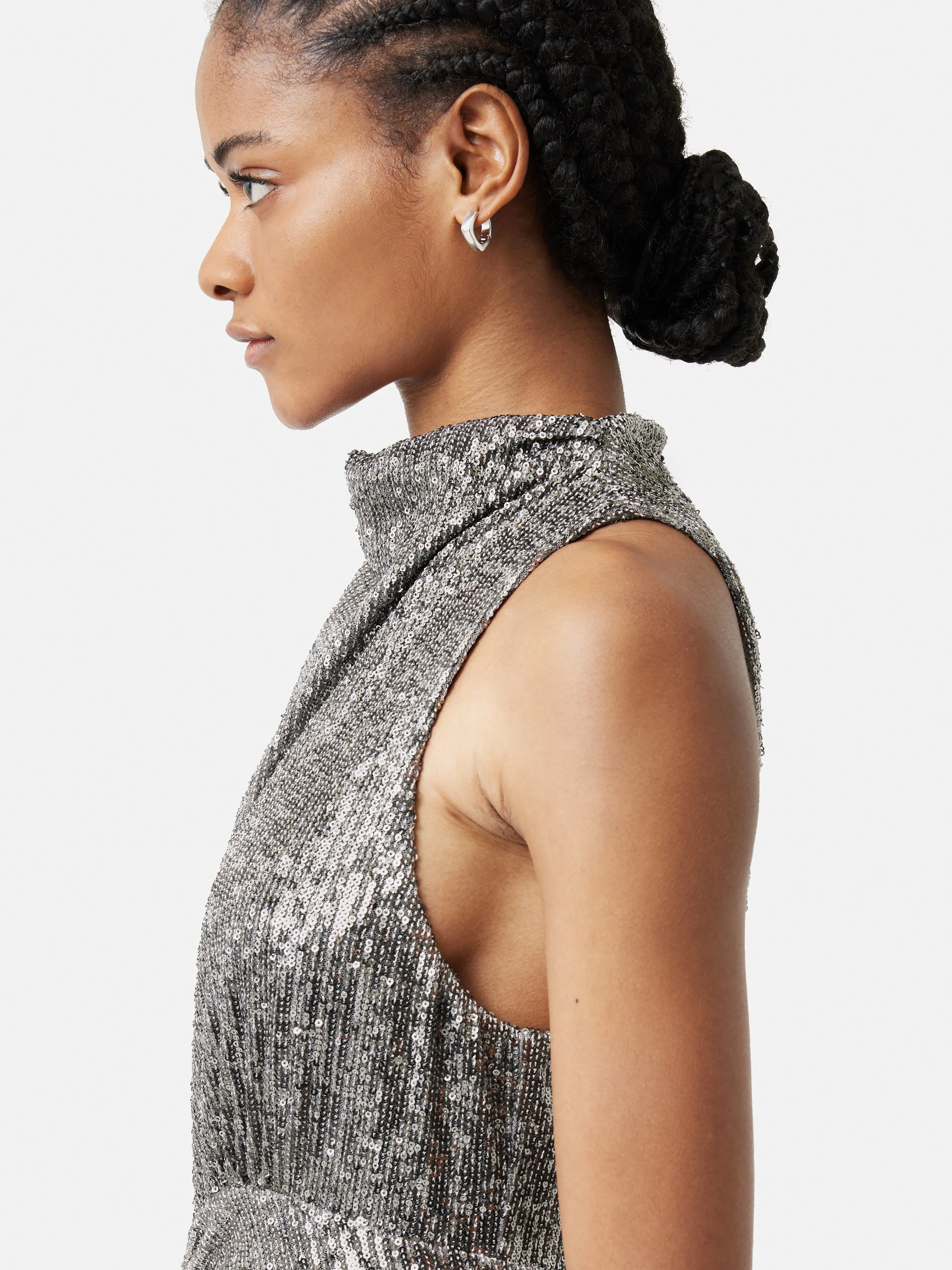 Sequin High Neck Dress | Gunmetal sold by Jigsaw product image thumbnail 2