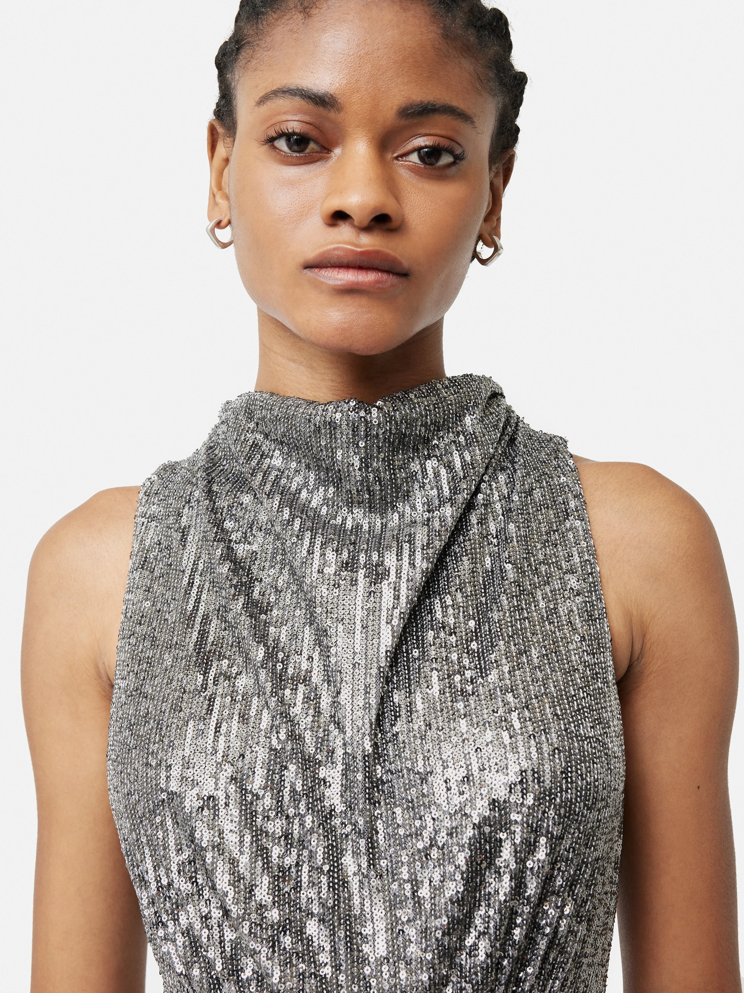 Sequin High Neck Dress | Gunmetal sold by Jigsaw product image thumbnail 3