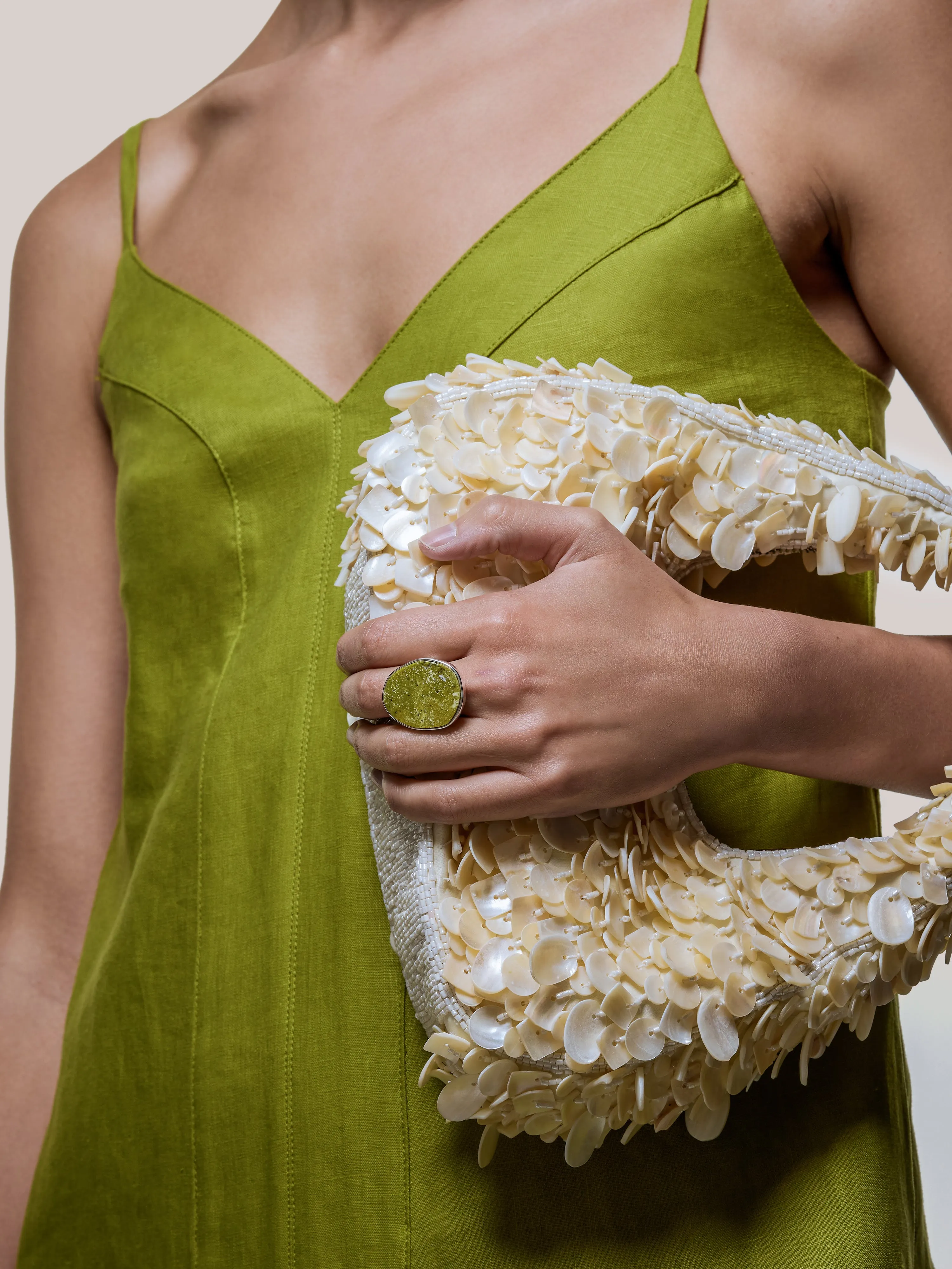 Green Jasper Disc Ring | Green sold by Jigsaw