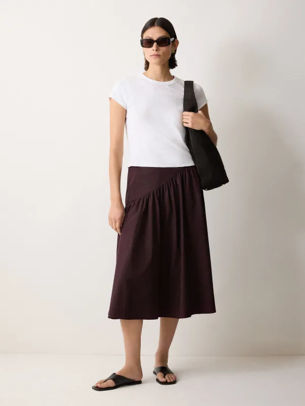 Cotton Poplin Volume Skirt | Oxblood sold by Jigsaw