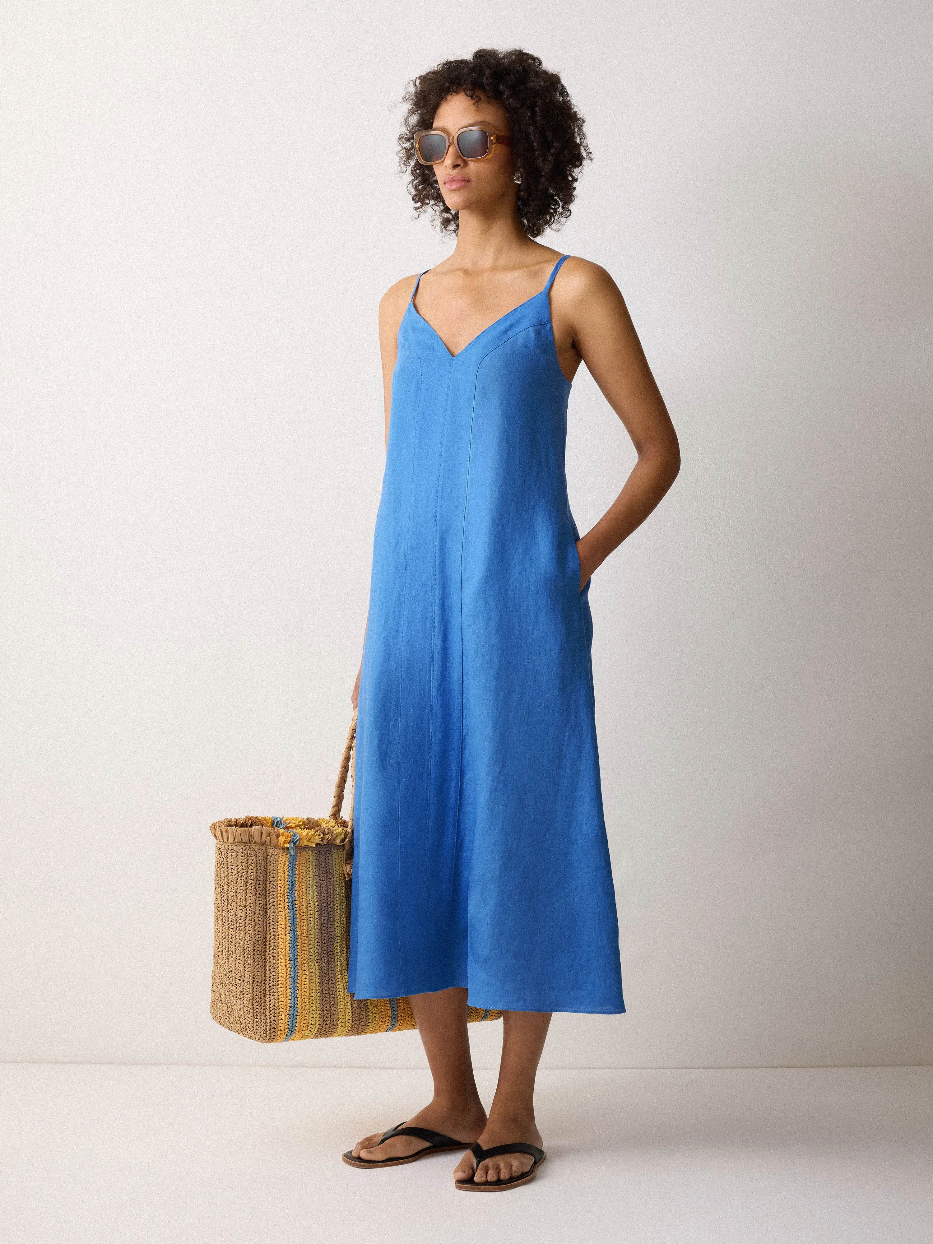 Linen Beach Sundress | Blue sold by Jigsaw