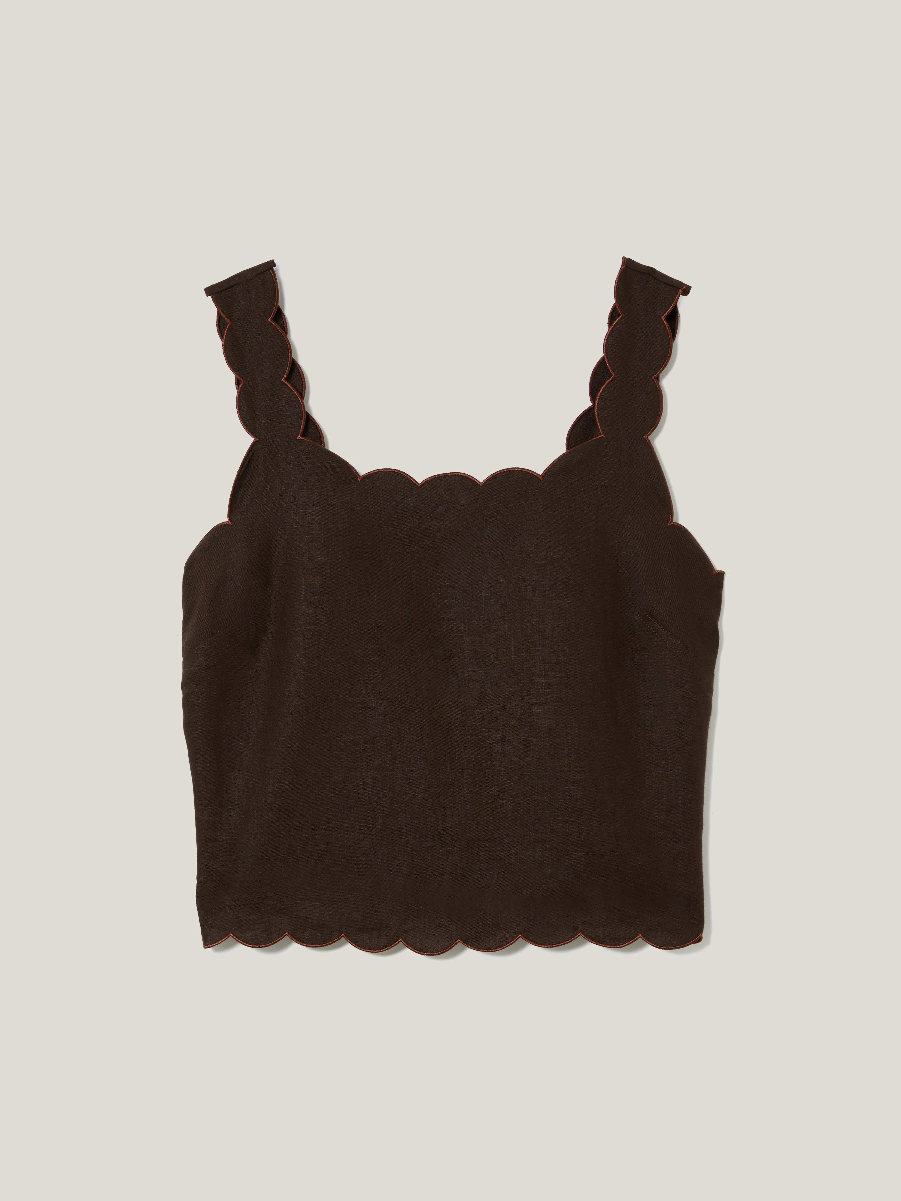 Linen Scallop Top | Brown sold by Jigsaw product image thumbnail 4