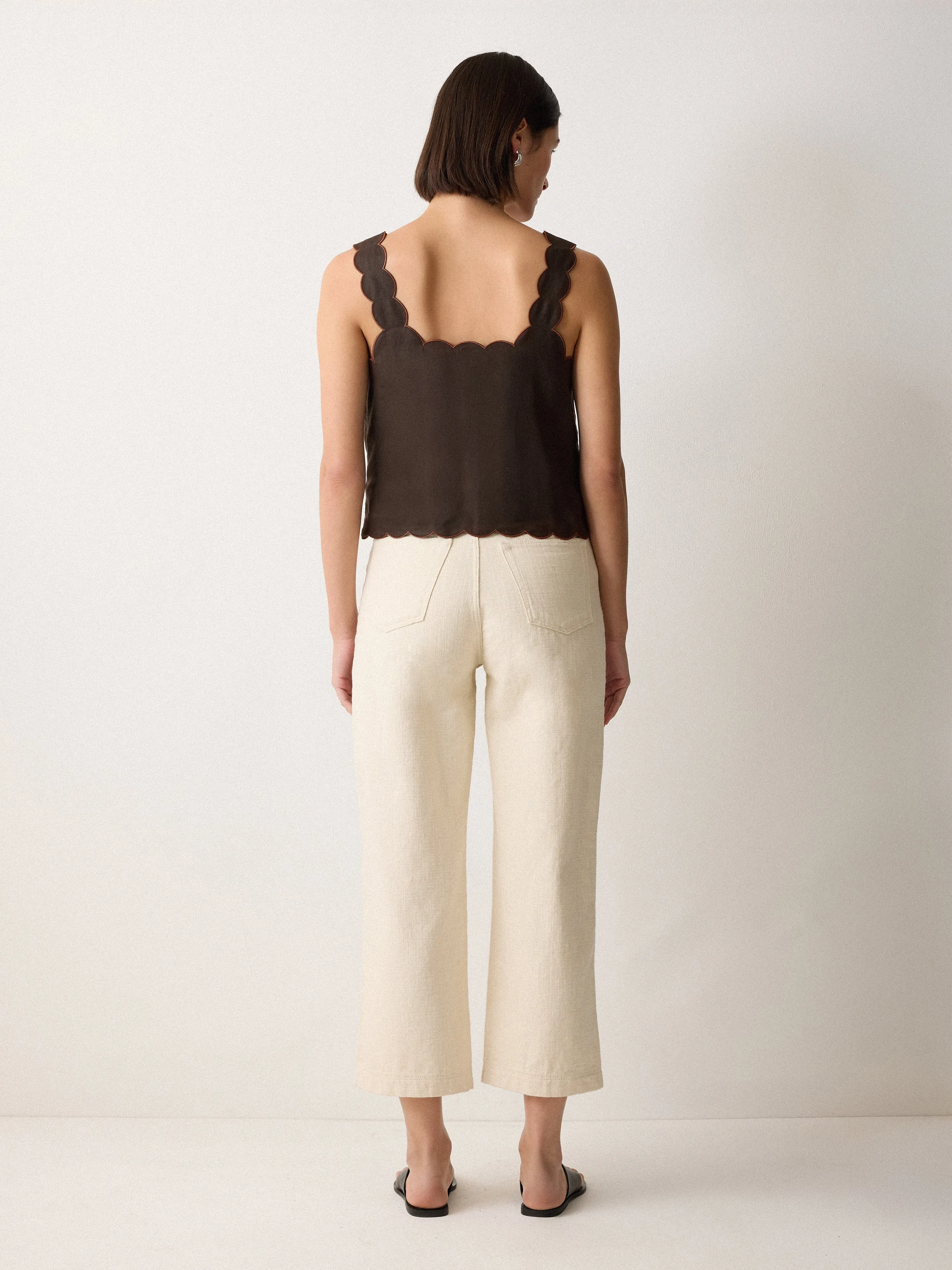 Linen Scallop Top | Brown sold by Jigsaw product image thumbnail 3