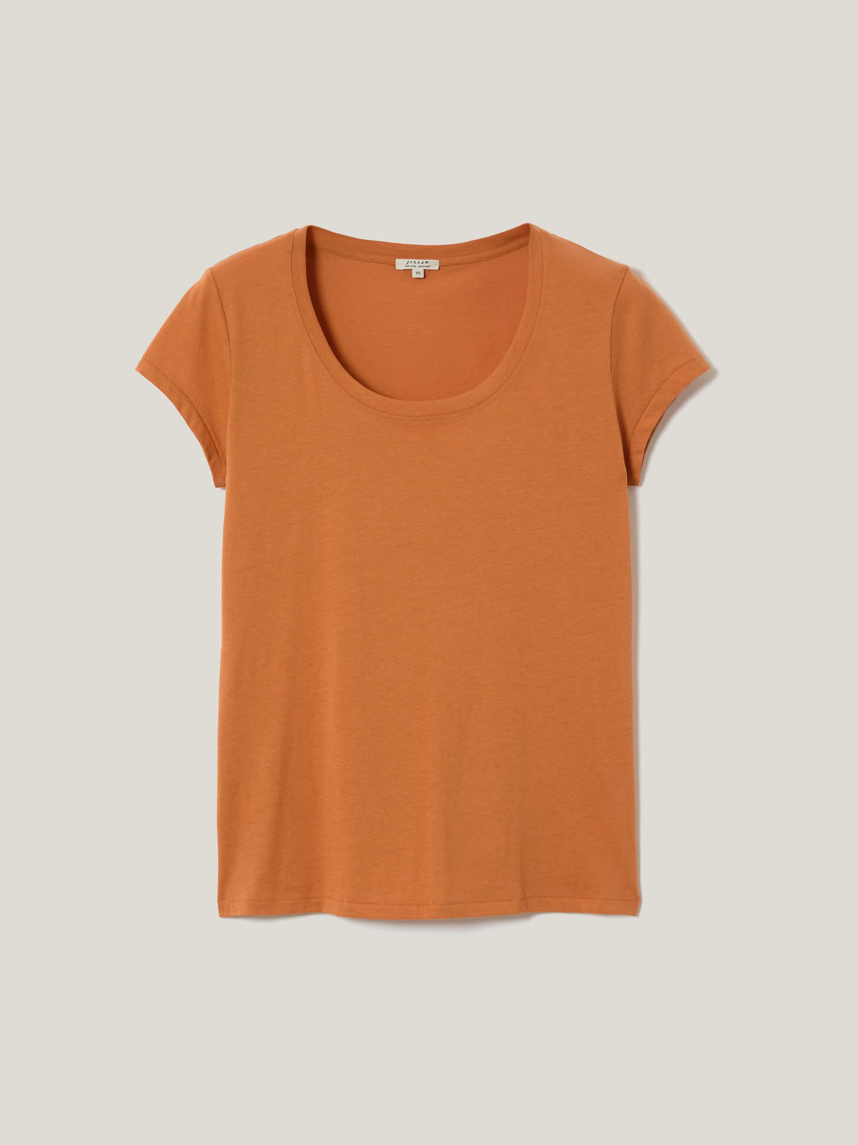 Supima Cotton Scoop Neck Tee | Orange Shimmer sold by Jigsaw product image thumbnail 5