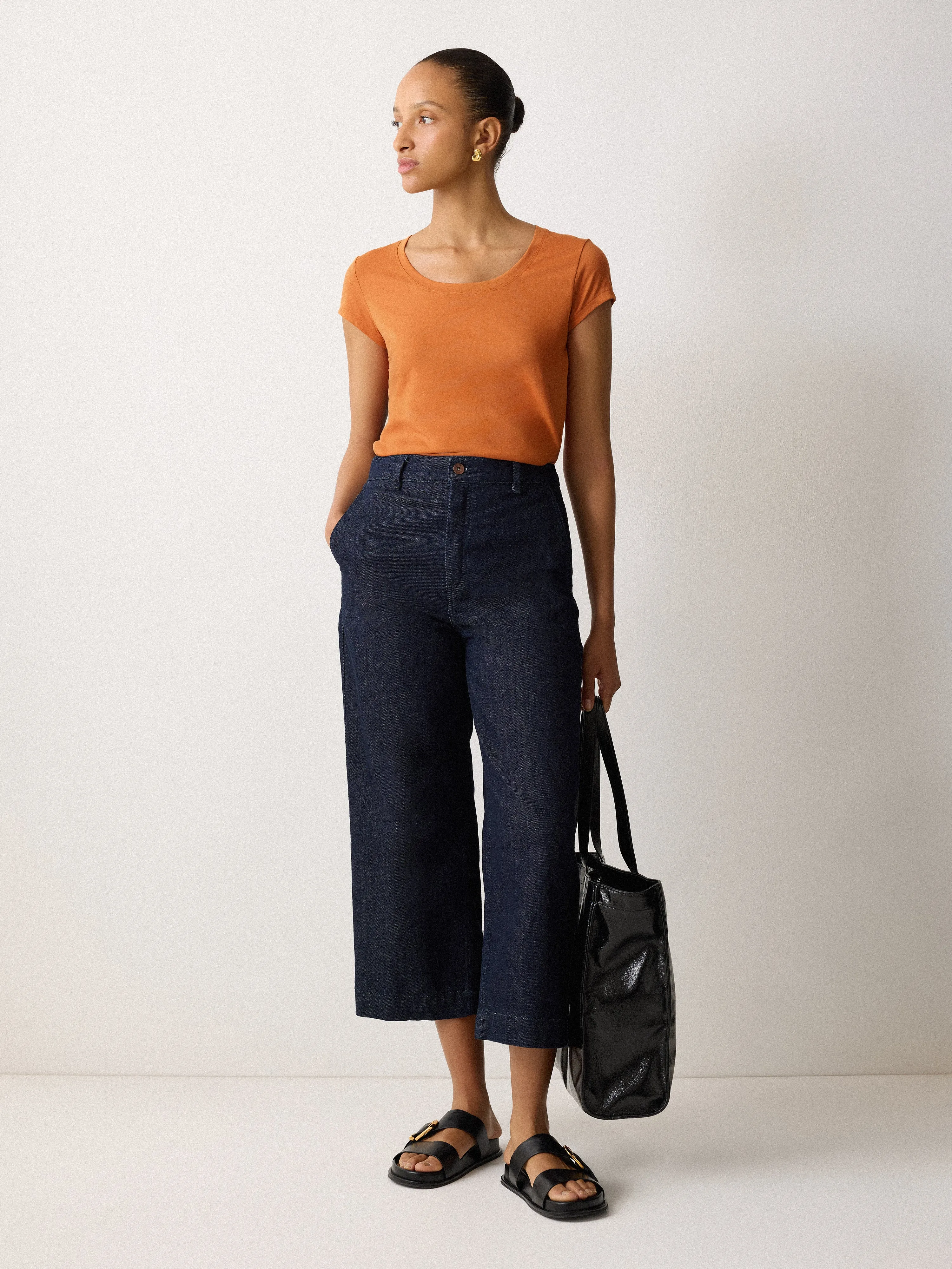 Supima Cotton Scoop Neck Tee | Orange Shimmer sold by Jigsaw