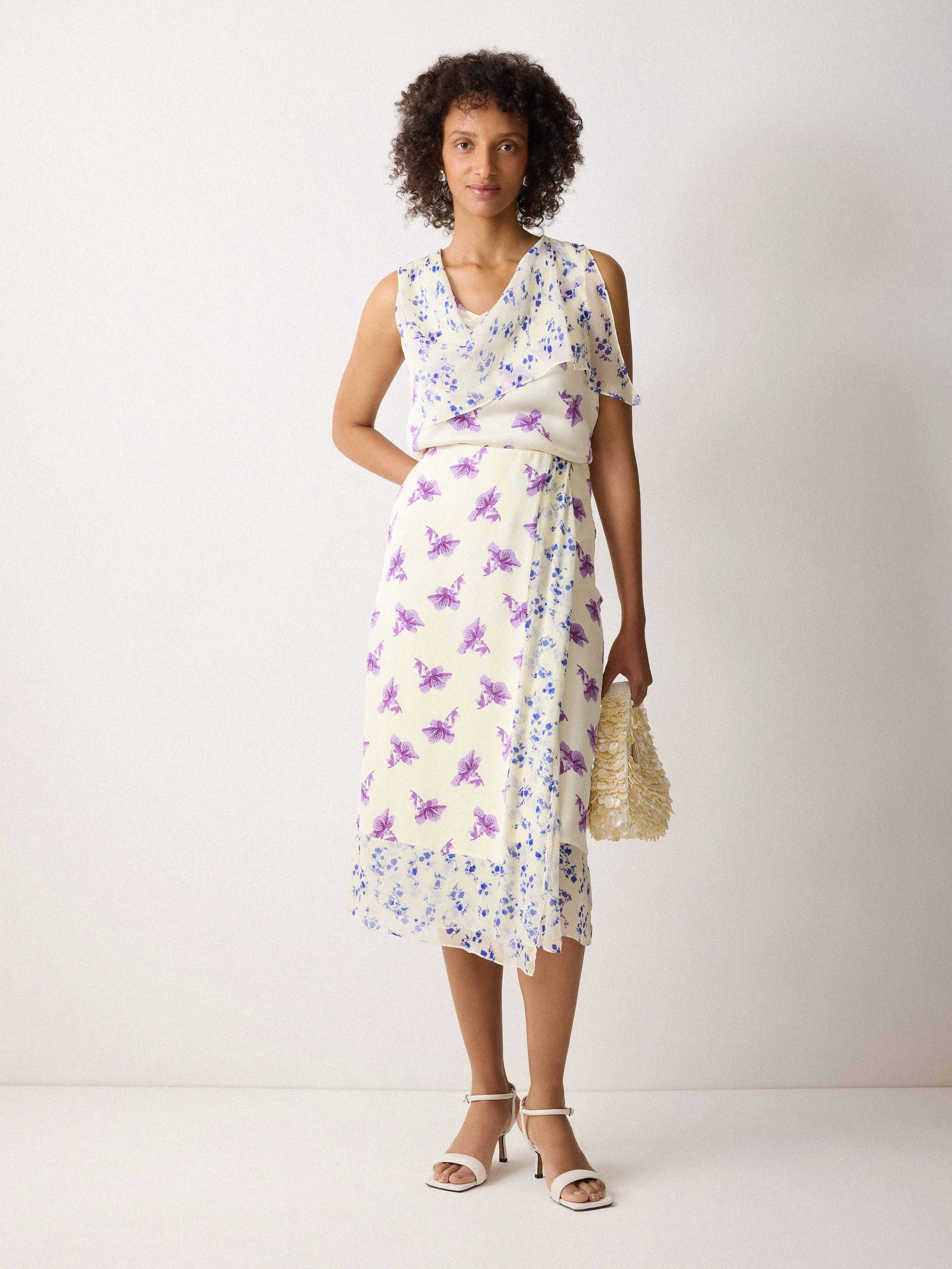 Lily Silk Trim Layered Skirt | Purple sold by Jigsaw