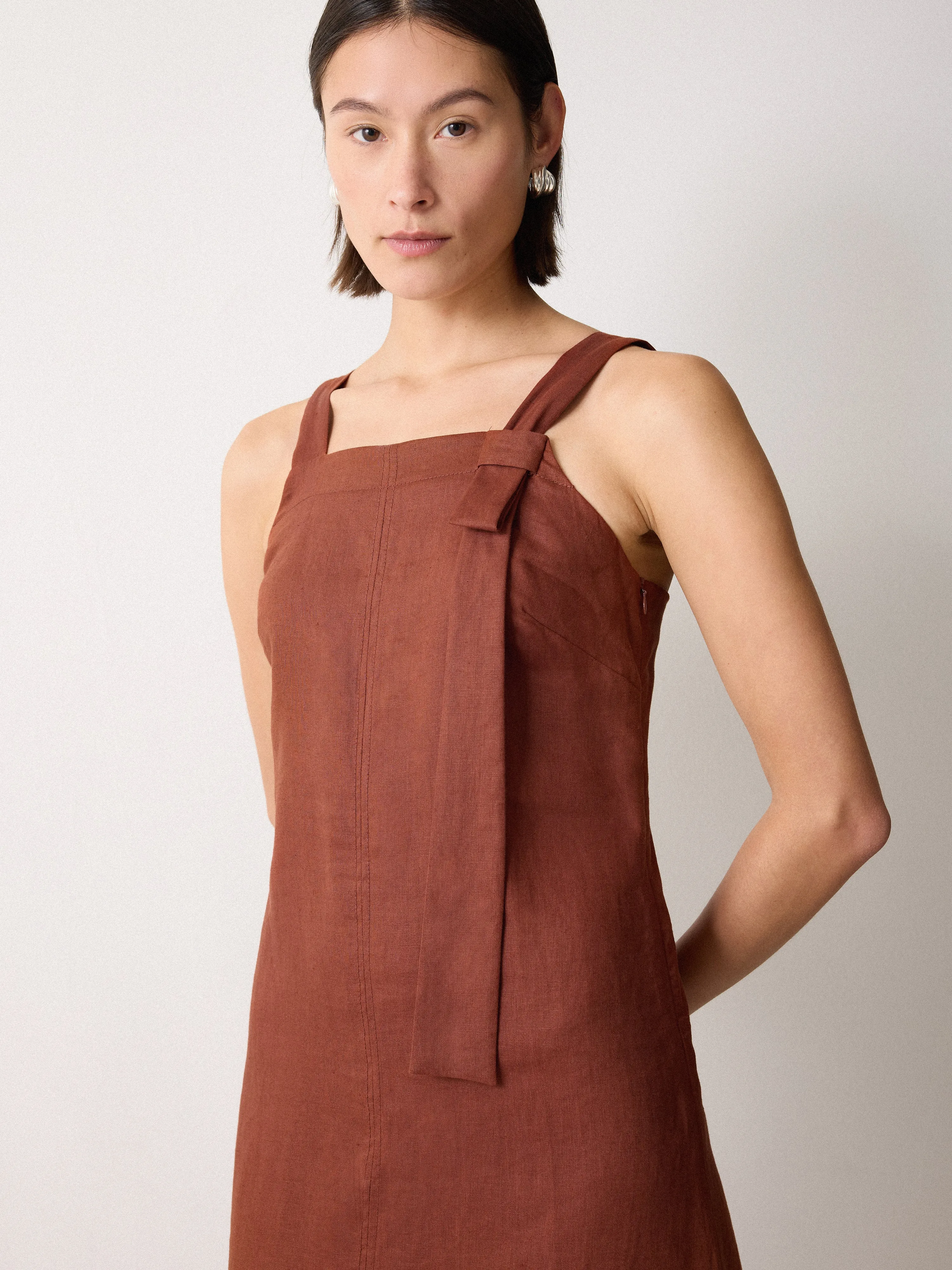 Linen Square Neck Dress | Brown sold by Jigsaw product image thumbnail 3