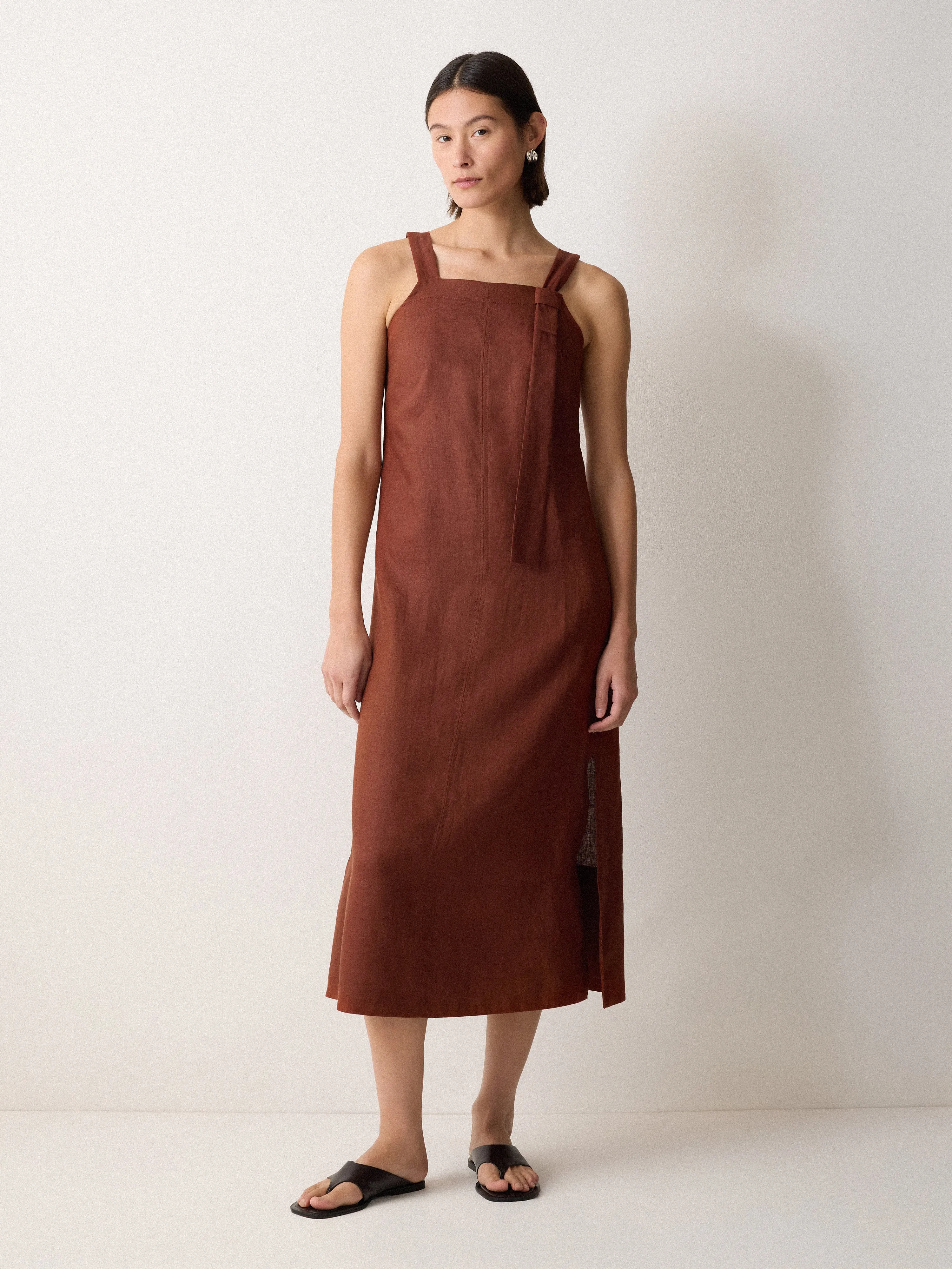 Linen Square Neck Dress | Brown sold by Jigsaw product image thumbnail 4
