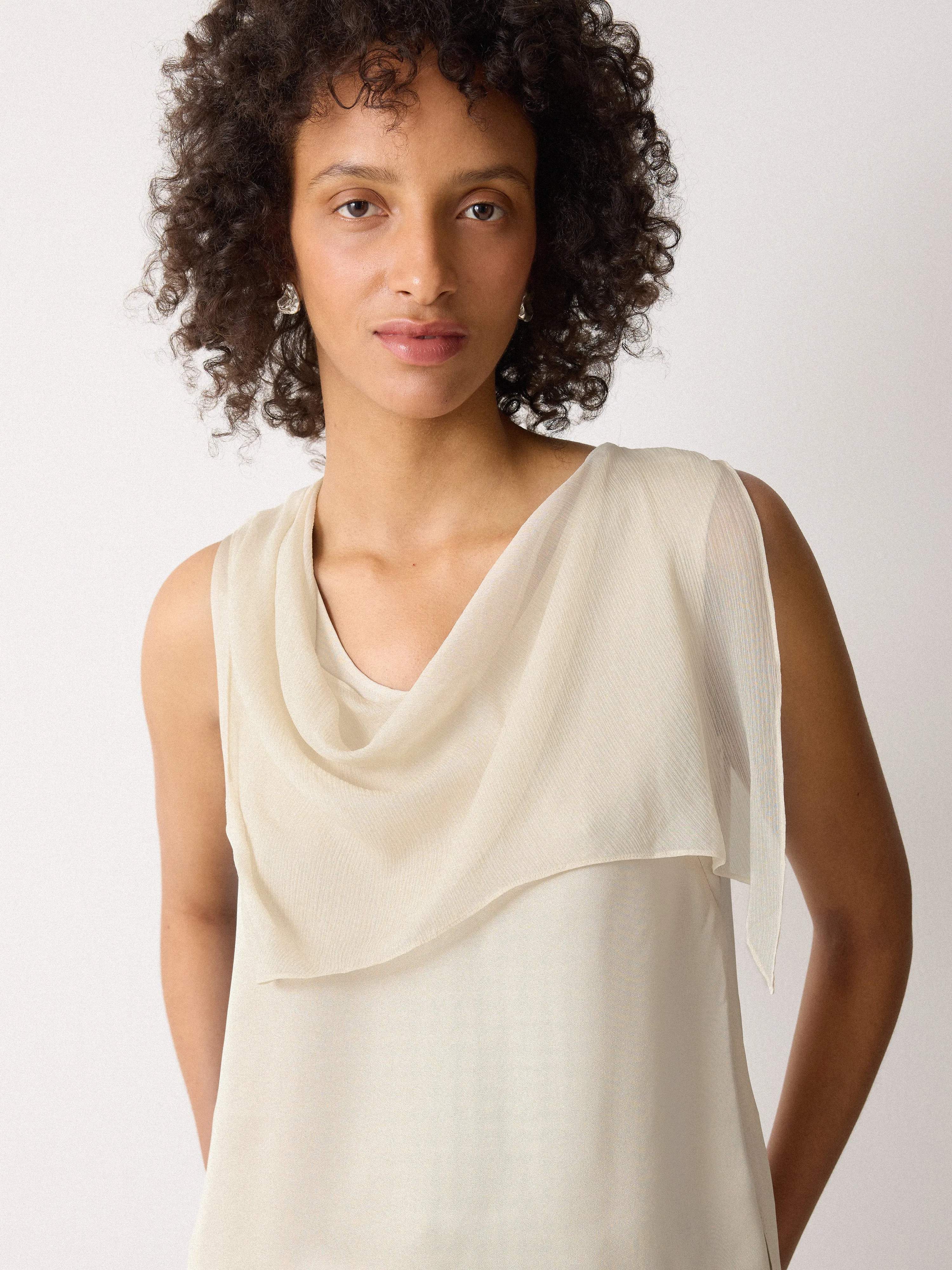 Silk Trim Drape Top | Cream sold by Jigsaw product image thumbnail 3