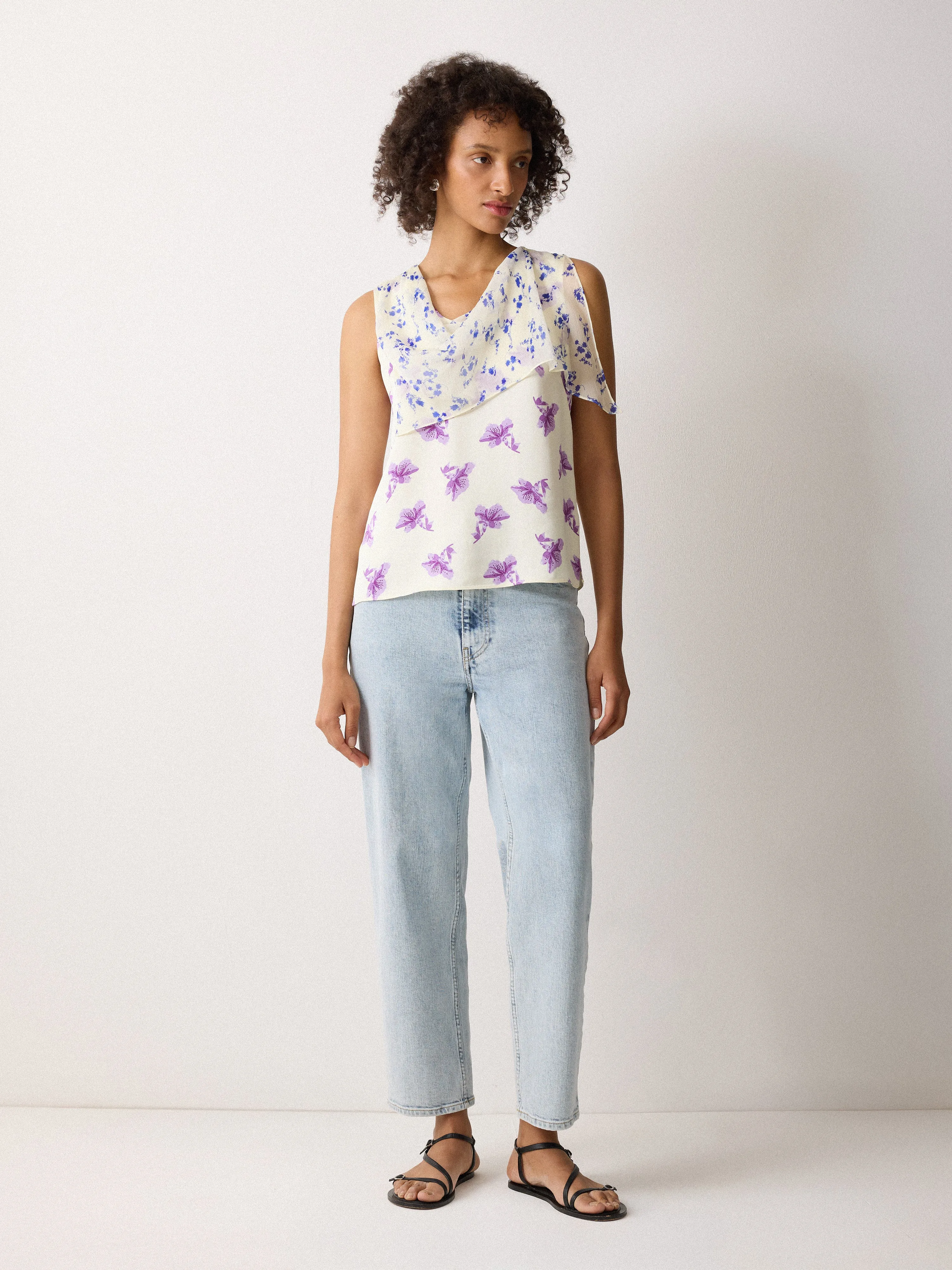 Lily Silk Trim Drape Top | Purple sold by Jigsaw product image thumbnail 5