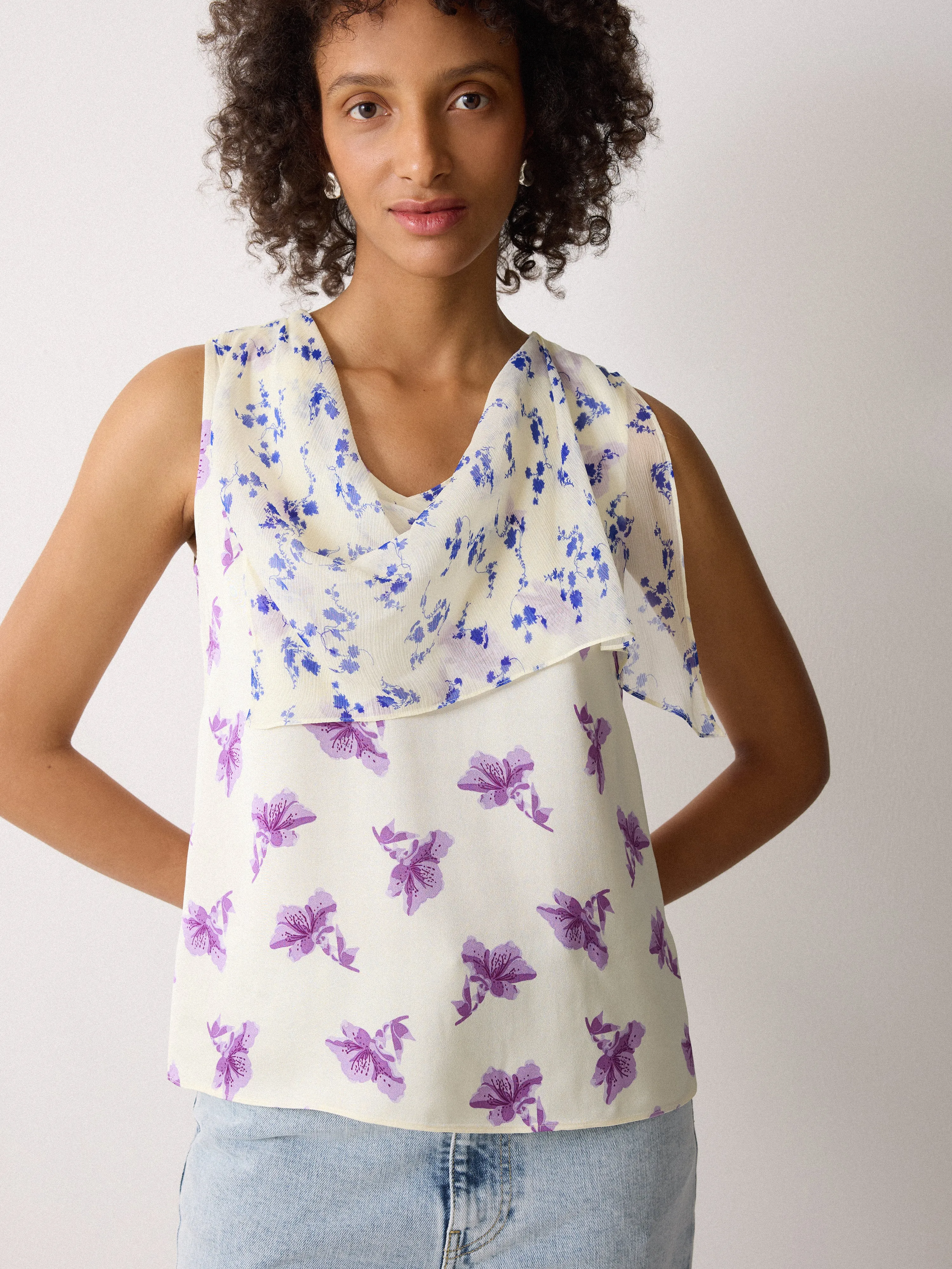Lily Silk Trim Drape Top | Purple sold by Jigsaw product image thumbnail 2