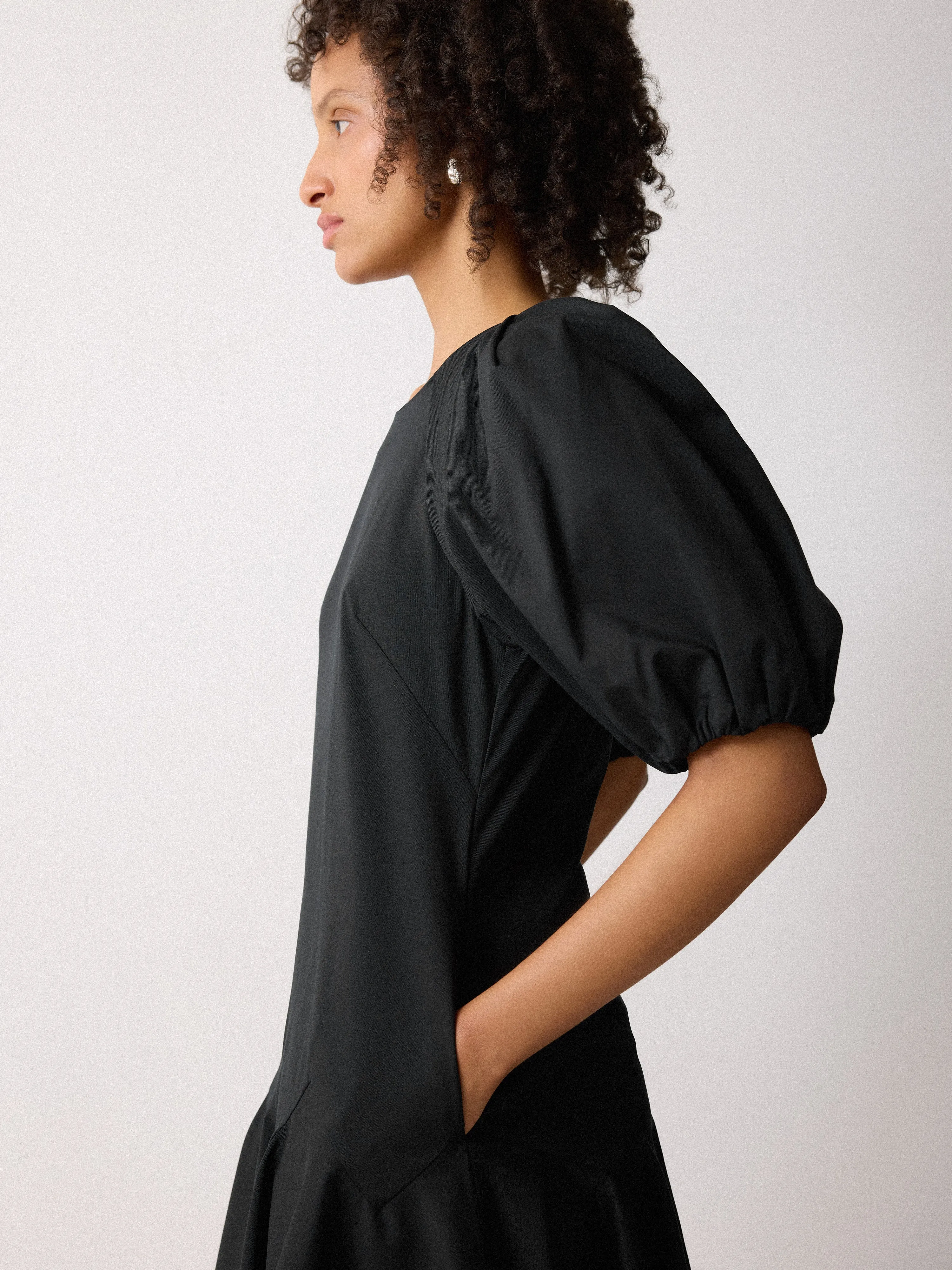 Cotton Puff Sleeve Mini Dress | Black sold by Jigsaw product image thumbnail 3