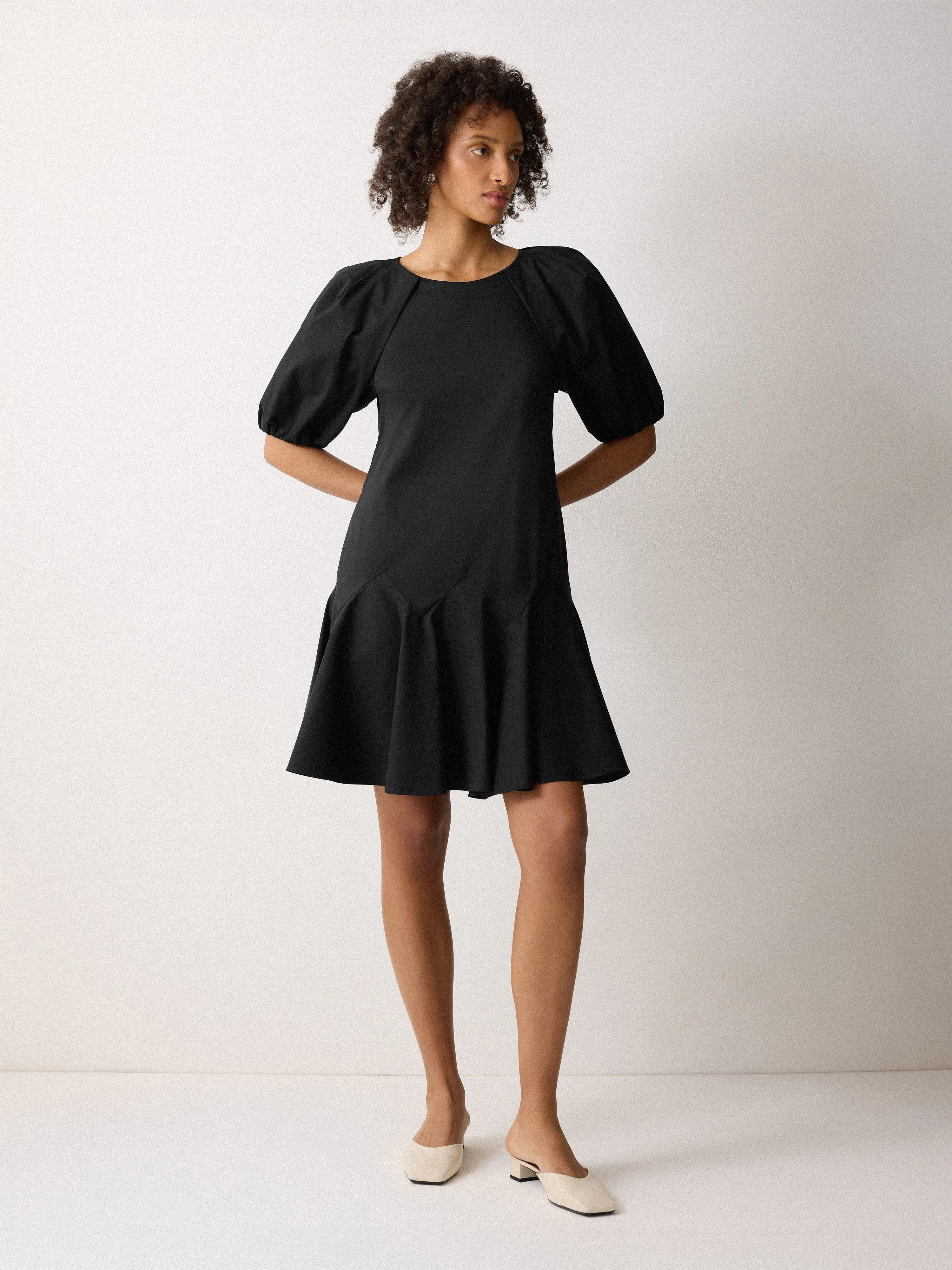 Cotton Puff Sleeve Mini Dress | Black sold by Jigsaw product image thumbnail 4
