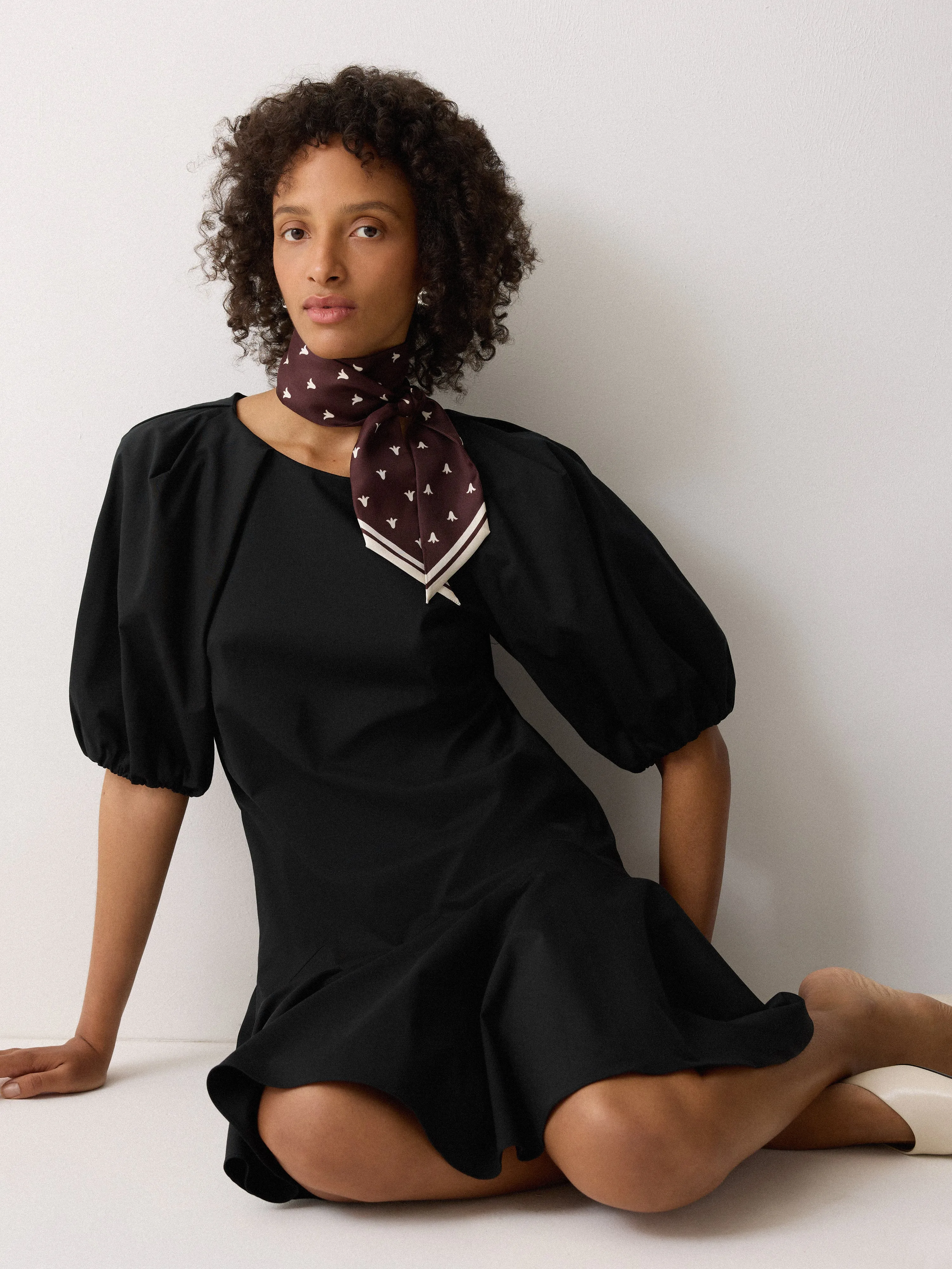 Cotton Puff Sleeve Mini Dress | Black sold by Jigsaw