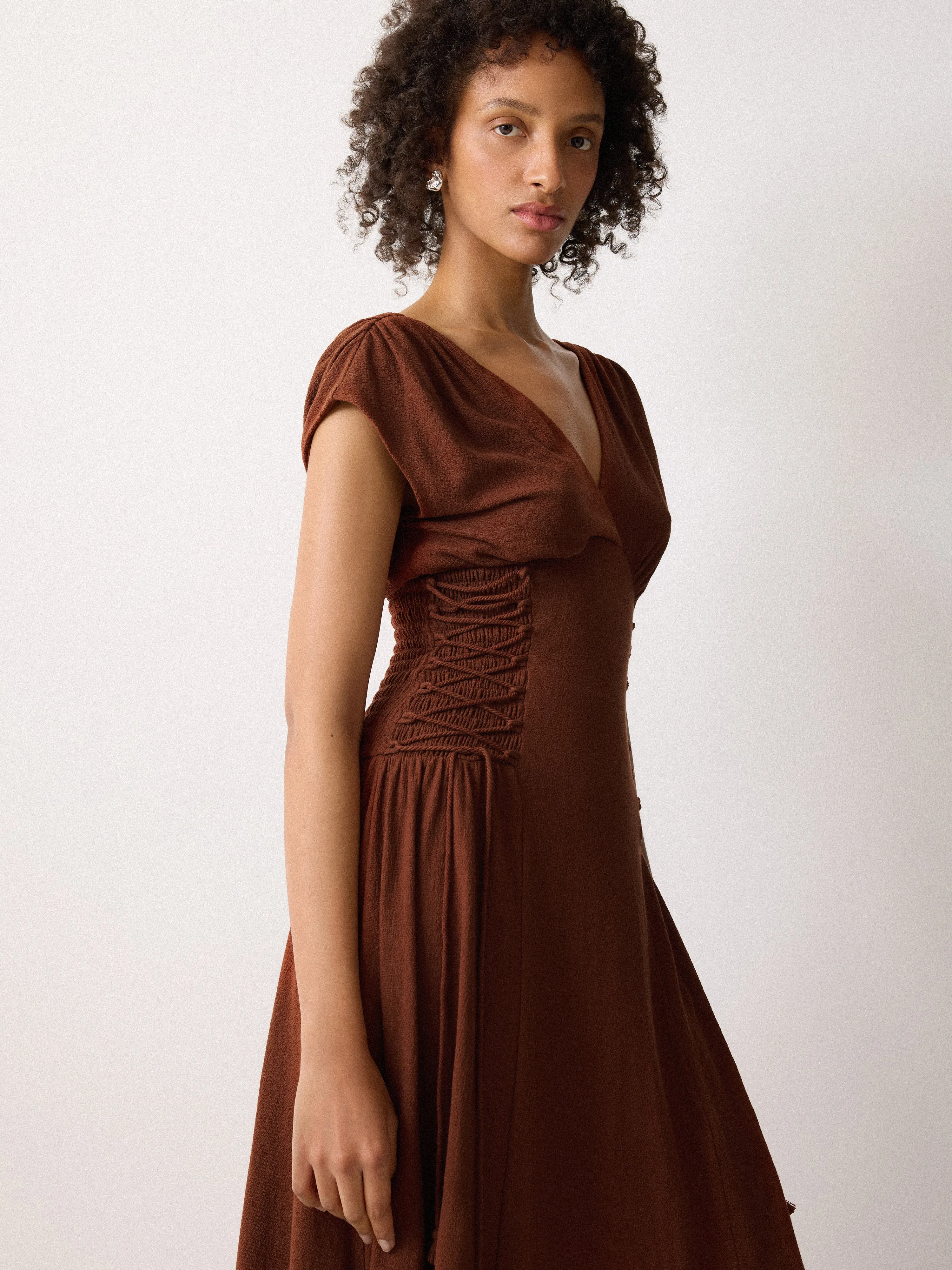 Jersey Lace Up Dress | Brown sold by Jigsaw product image thumbnail 2