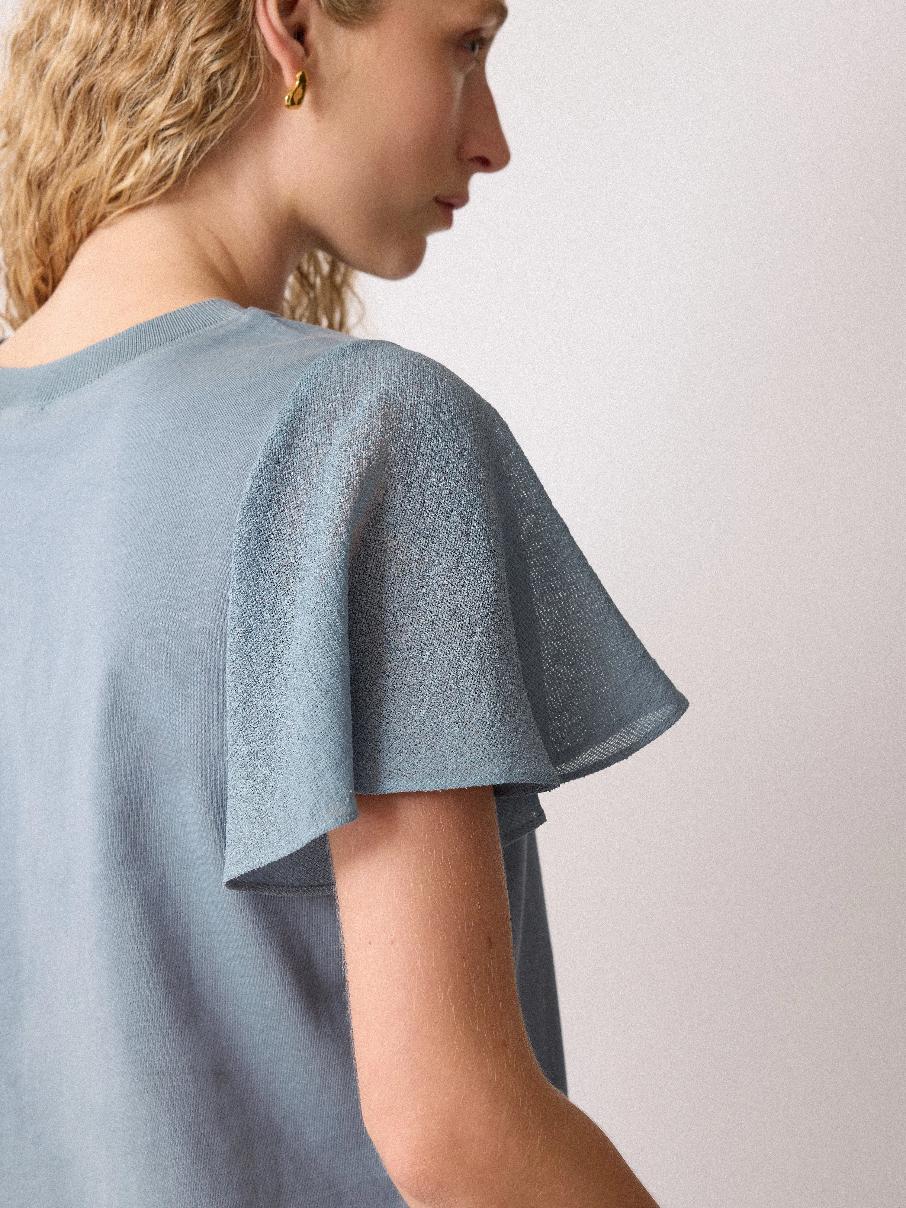 Gauze Sleeve Jersey Top | Blue sold by Jigsaw product image thumbnail 2