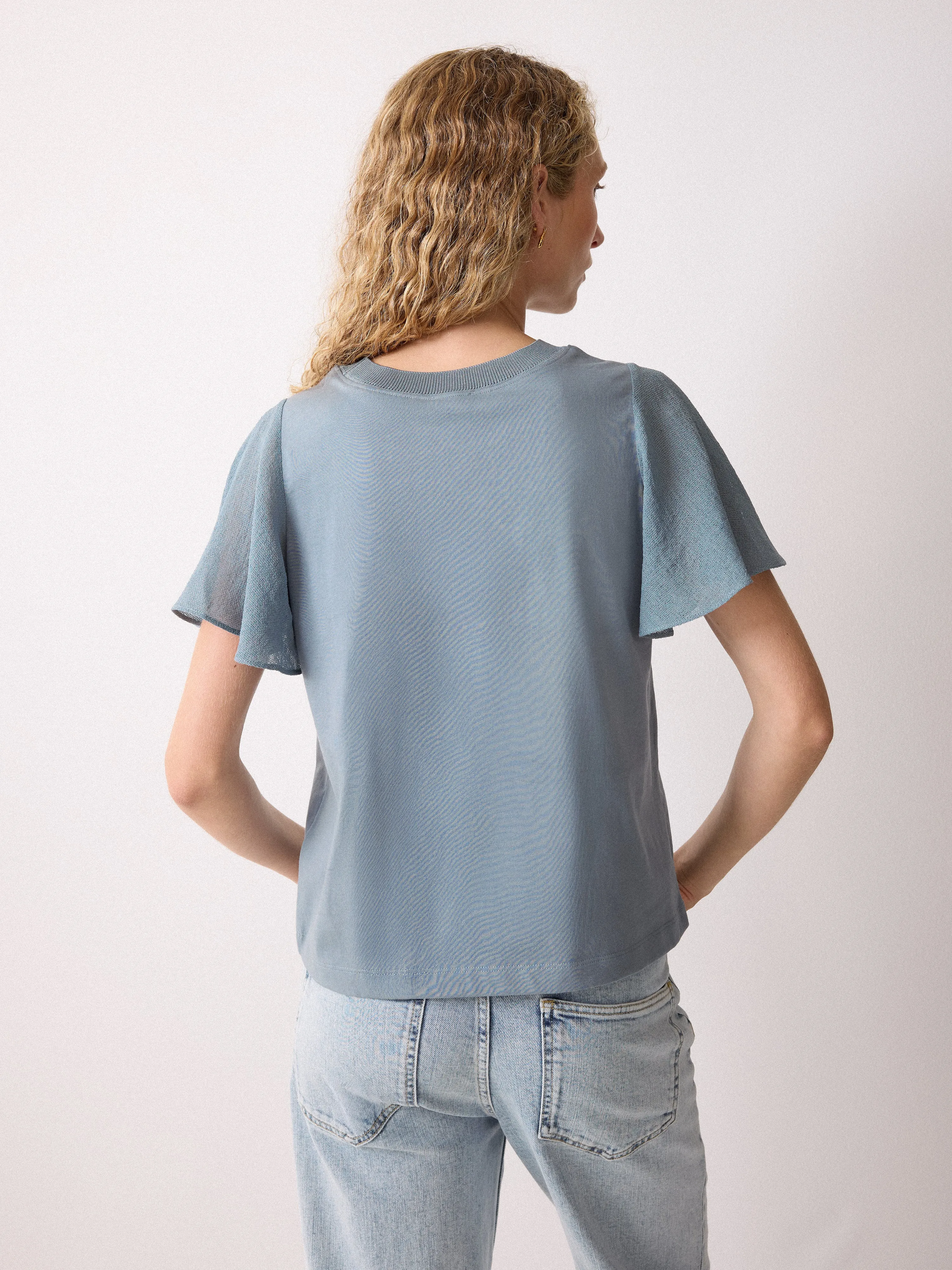 Gauze Sleeve Jersey Top | Blue sold by Jigsaw product image thumbnail 4