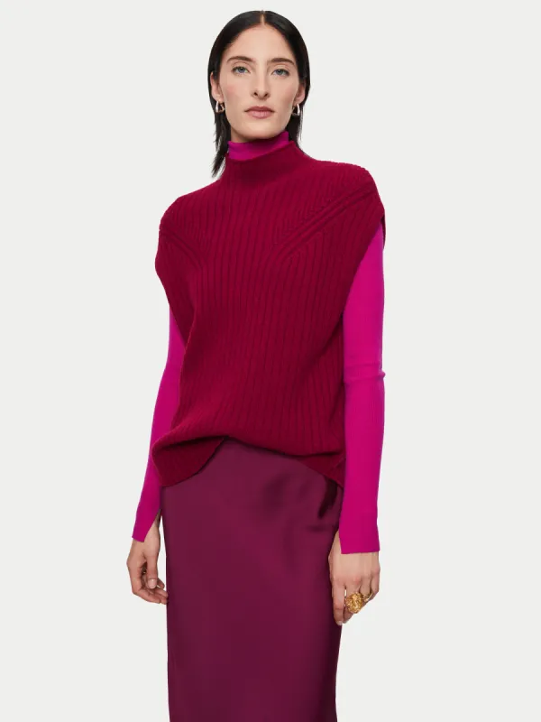 Soft Wool Rib Vest | Red sold by Jigsaw