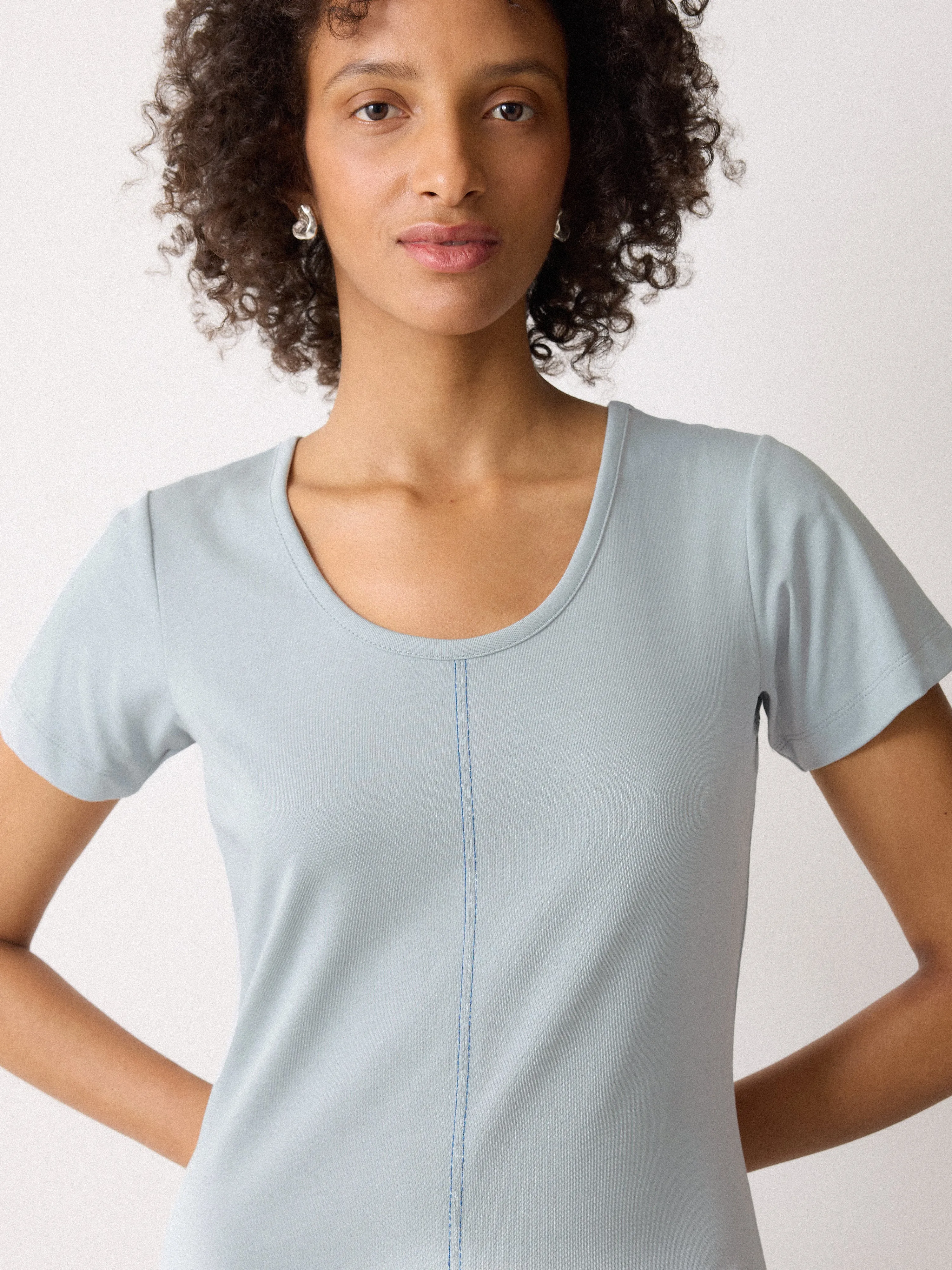 Stitched Short Sleeve Dress | Blue sold by Jigsaw product image thumbnail 3