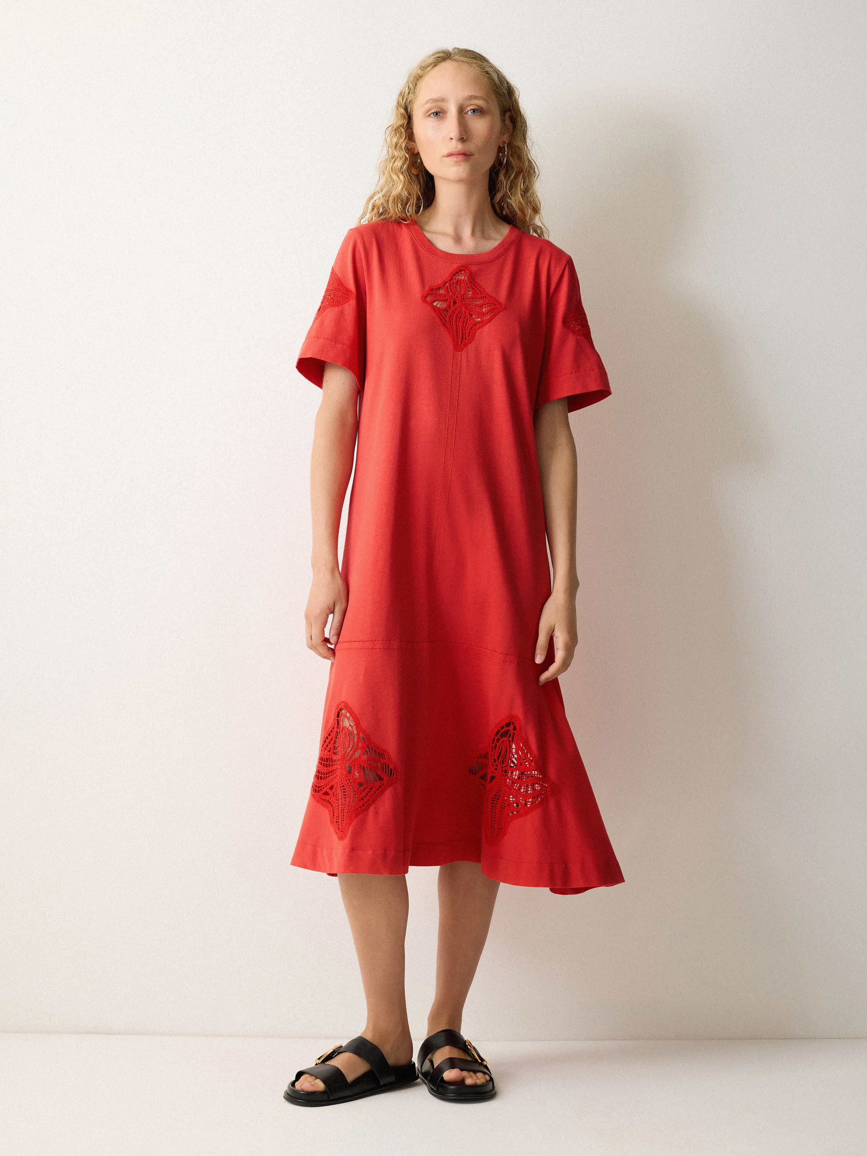 Embroidered Midi Tshirt Dress | Red sold by Jigsaw product image thumbnail 2