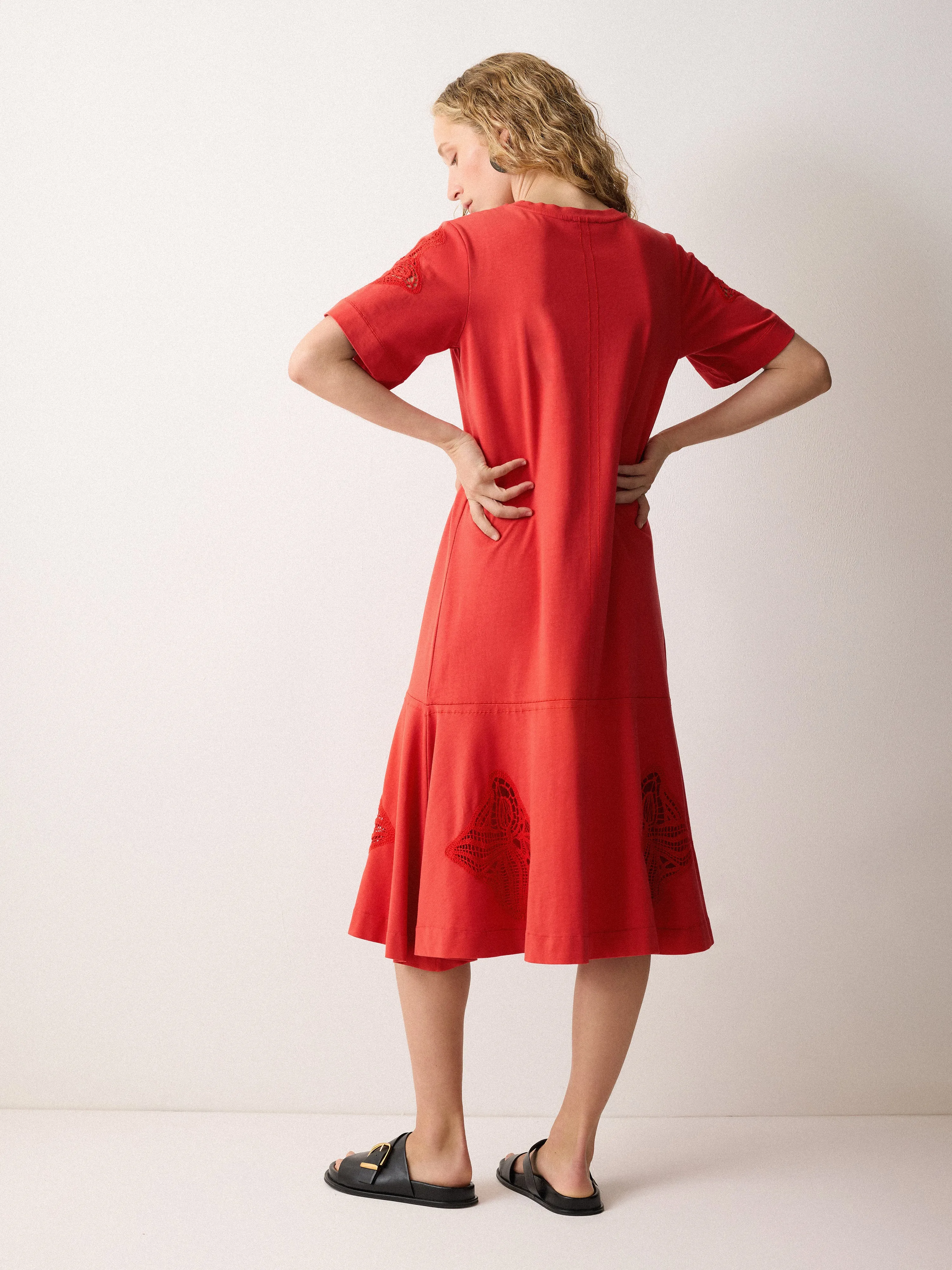 Embroidered Midi Tshirt Dress | Red sold by Jigsaw product image thumbnail 4
