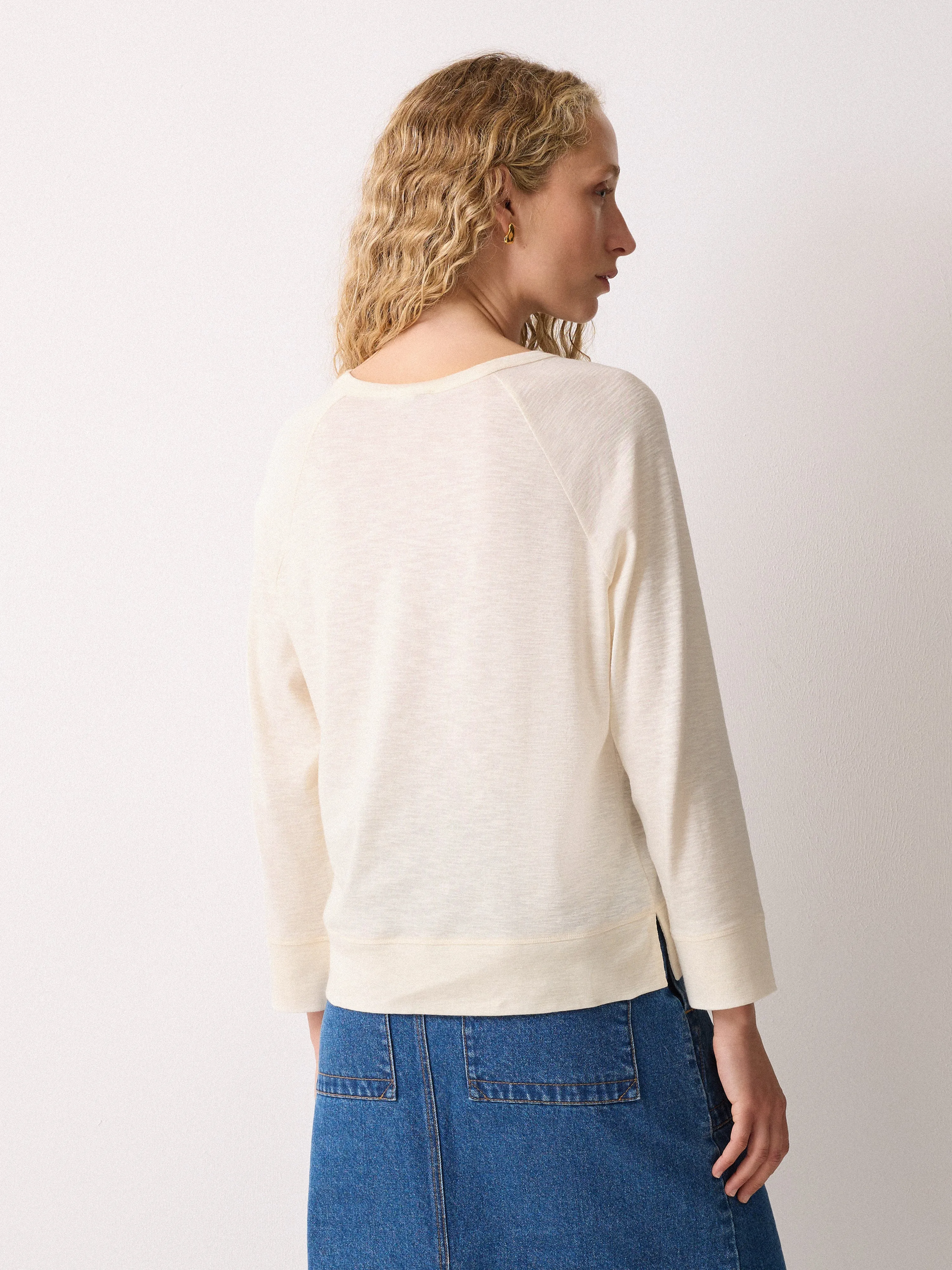 Cotton Luxe Raglan Tee | Cream sold by Jigsaw product image thumbnail 5