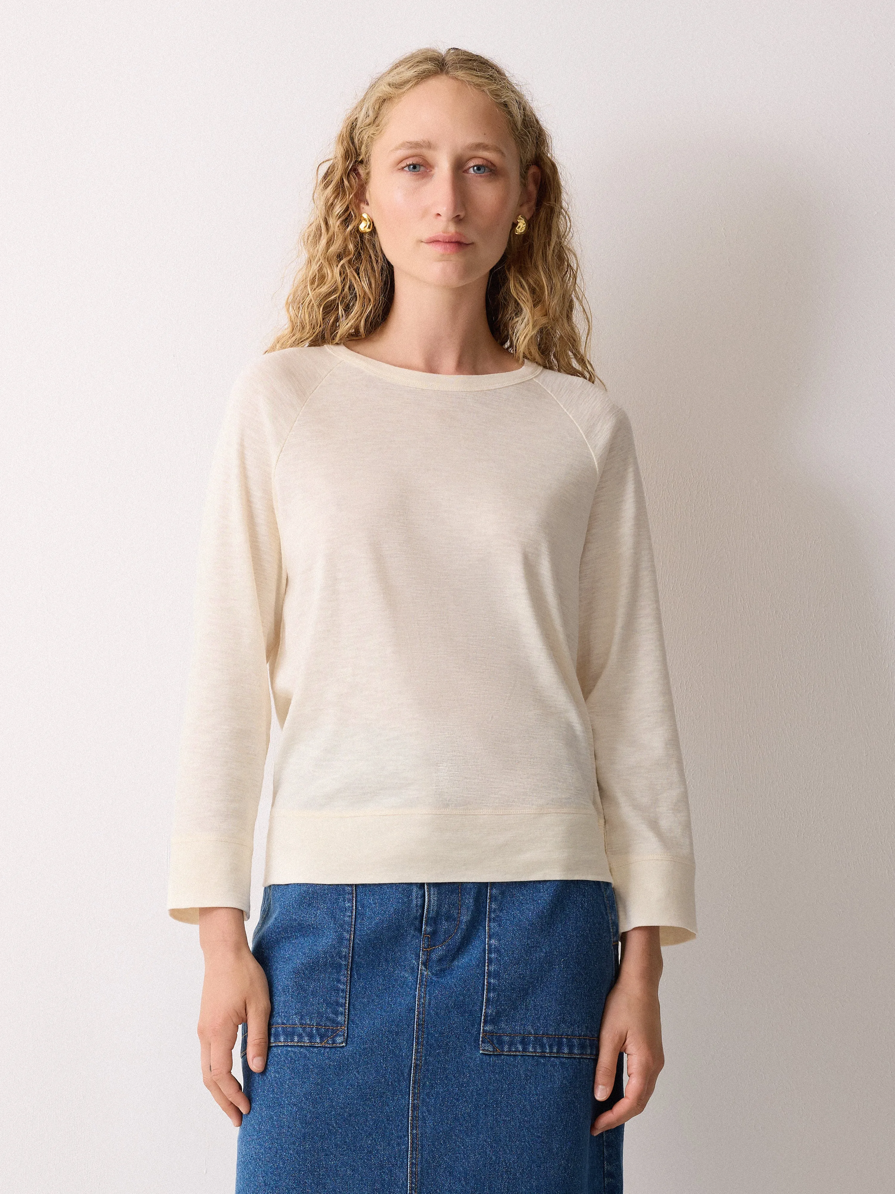 Cotton Luxe Raglan Tee | Cream sold by Jigsaw product image thumbnail 4