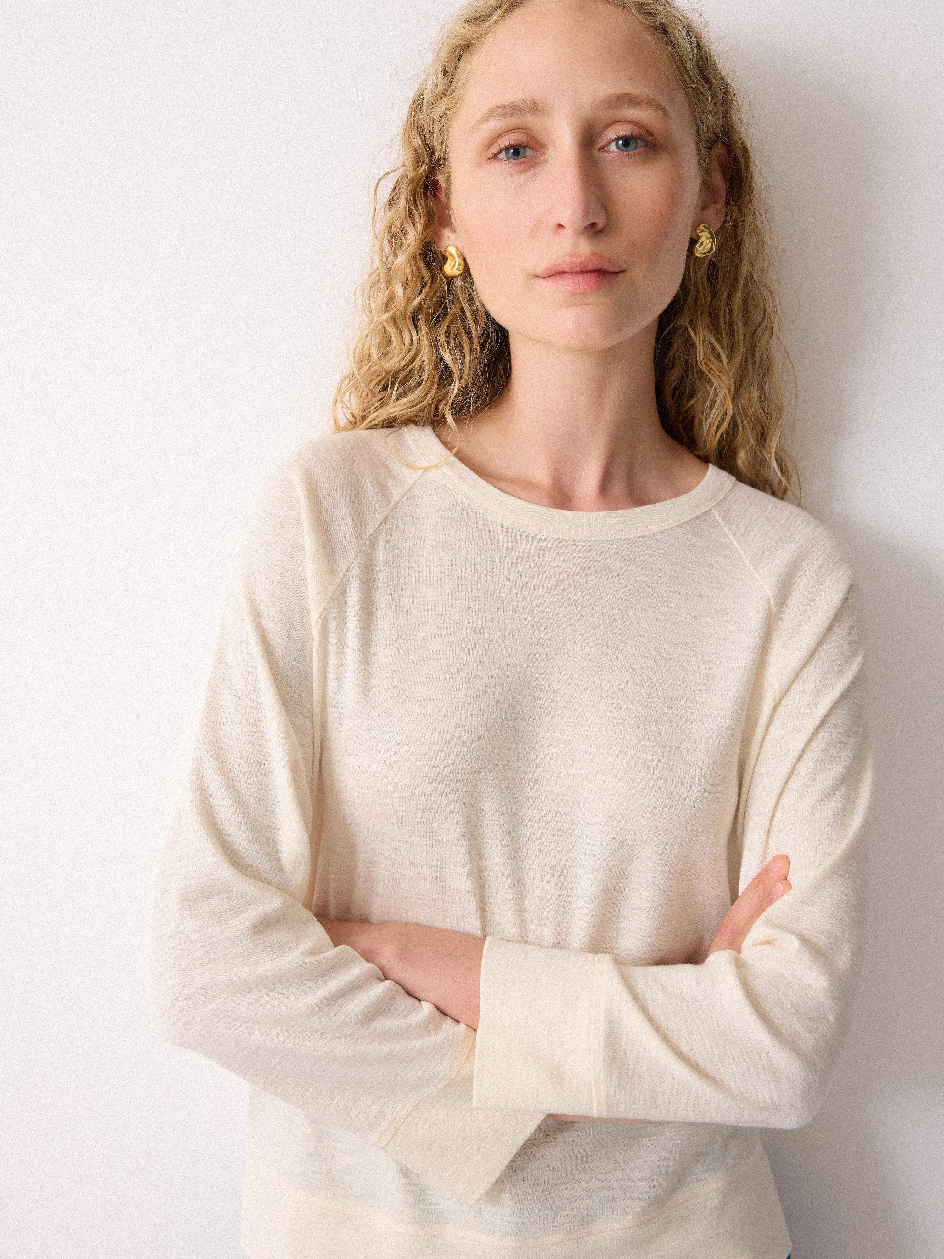 Cotton Luxe Raglan Tee | Cream sold by Jigsaw