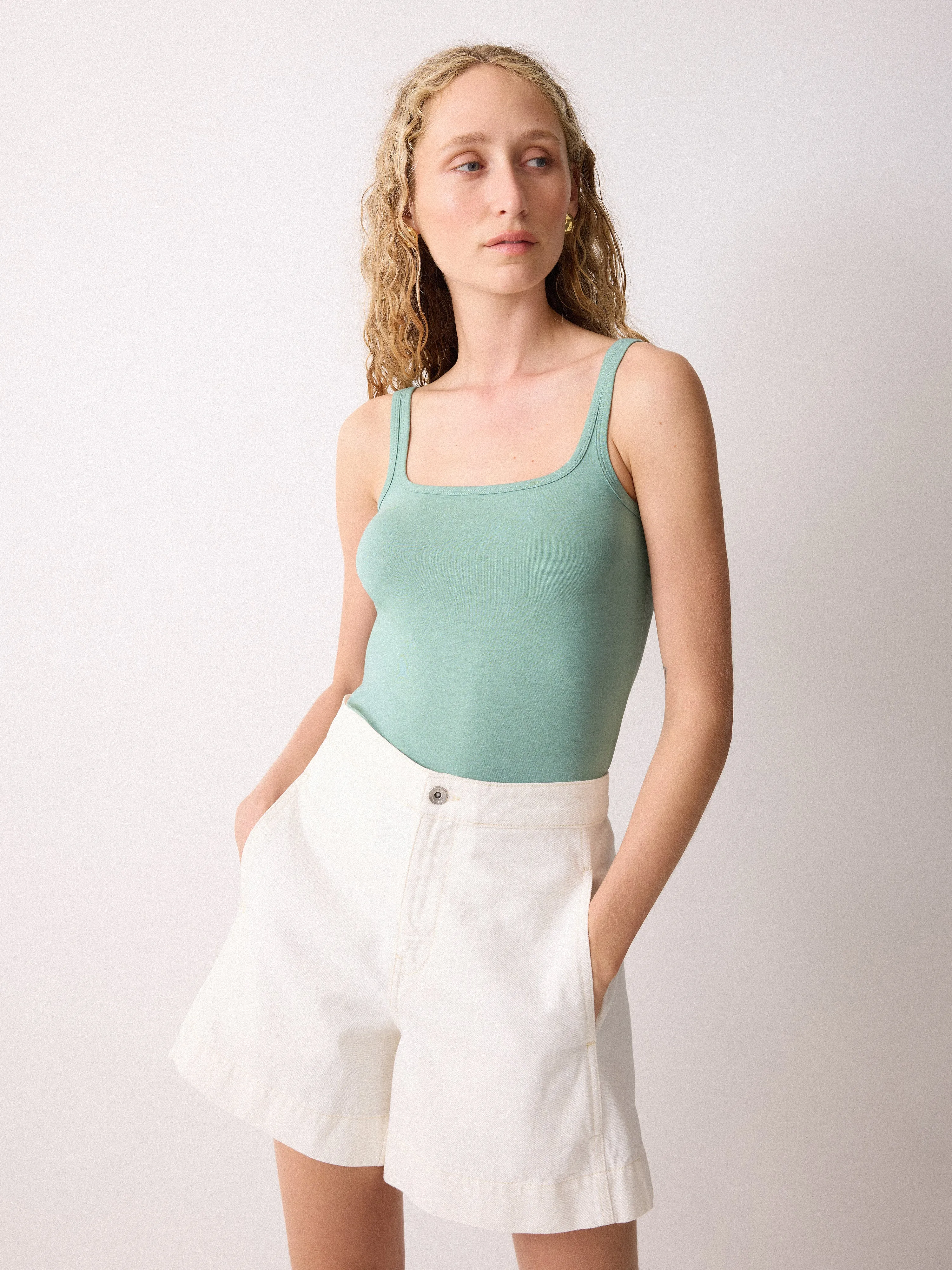 Square Neck Layering Tank | Green sold by Jigsaw product image thumbnail 3