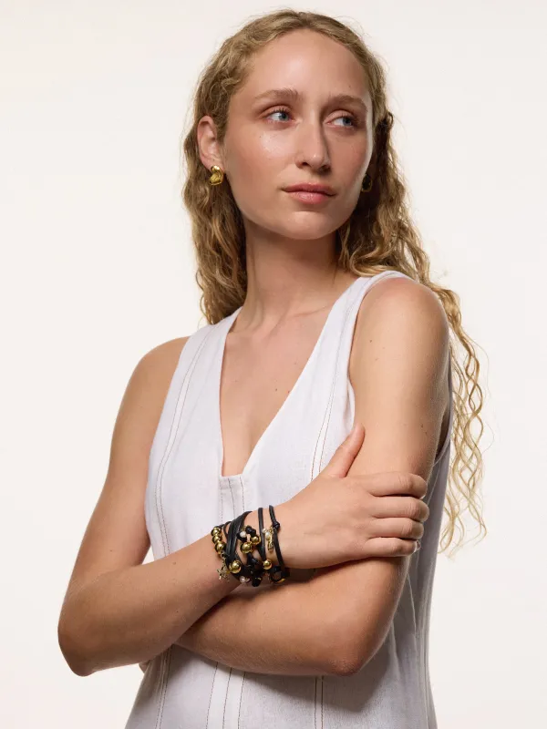 Leather Trinkets Long Necklace | Gold sold by Jigsaw