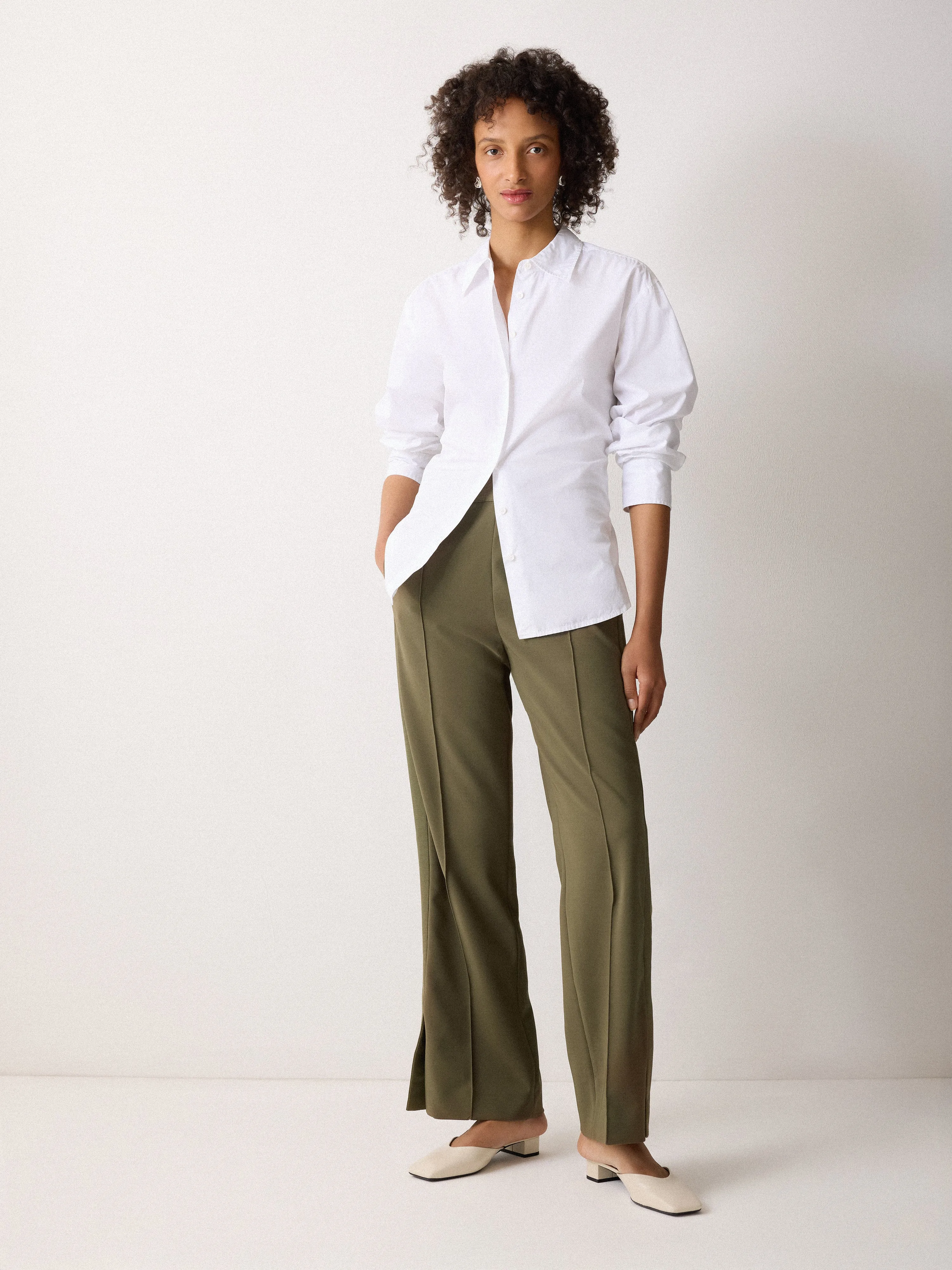 Crepe Split Hem Jogger | Khaki sold by Jigsaw