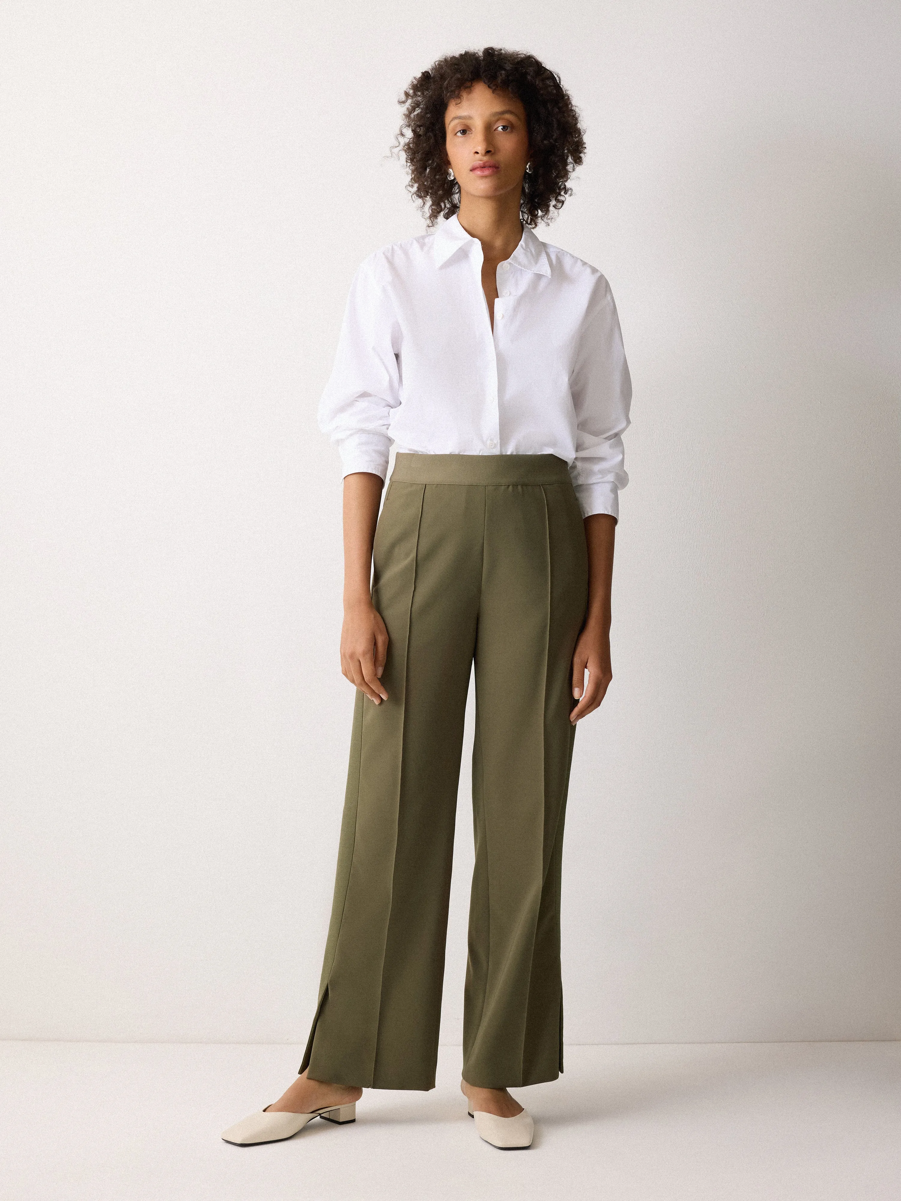 Crepe Split Hem Jogger | Khaki sold by Jigsaw product image thumbnail 3