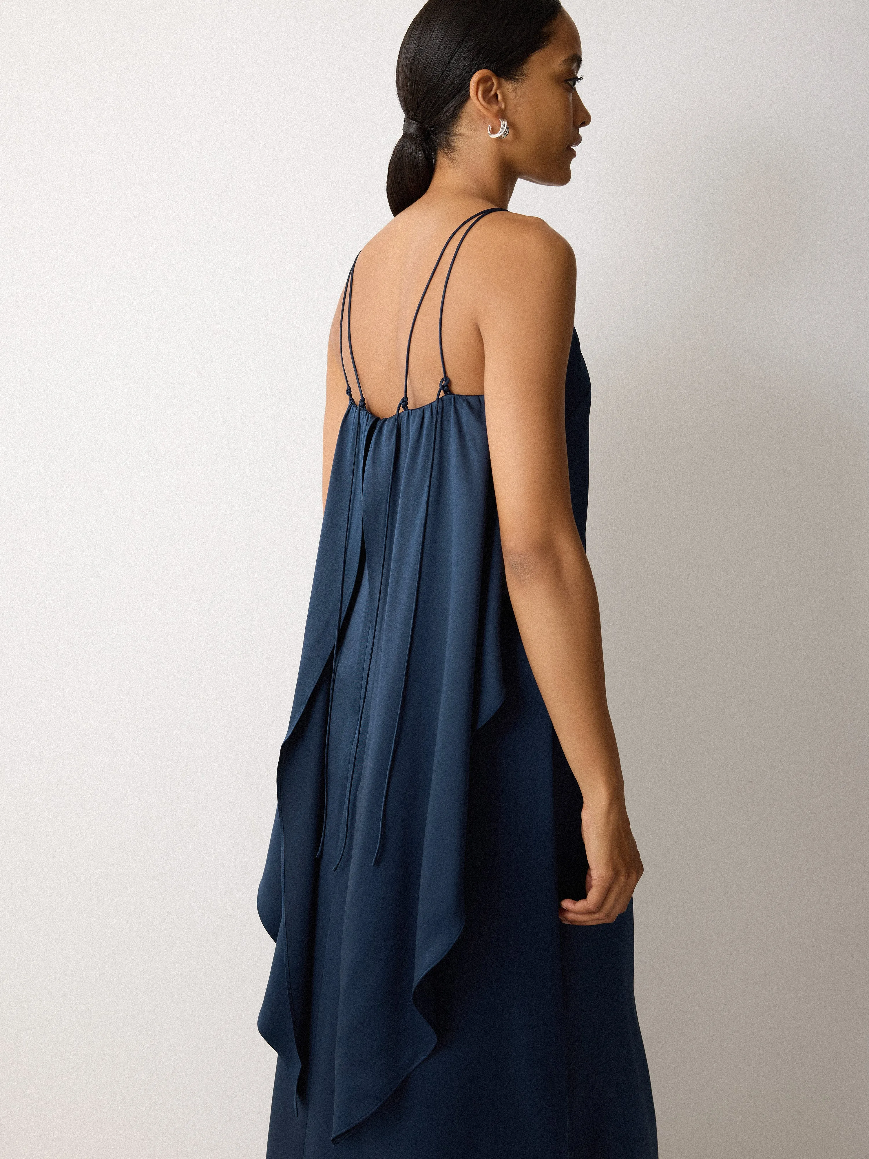 Silk Maxi Cape Dress | Navy sold by Jigsaw product image thumbnail 2
