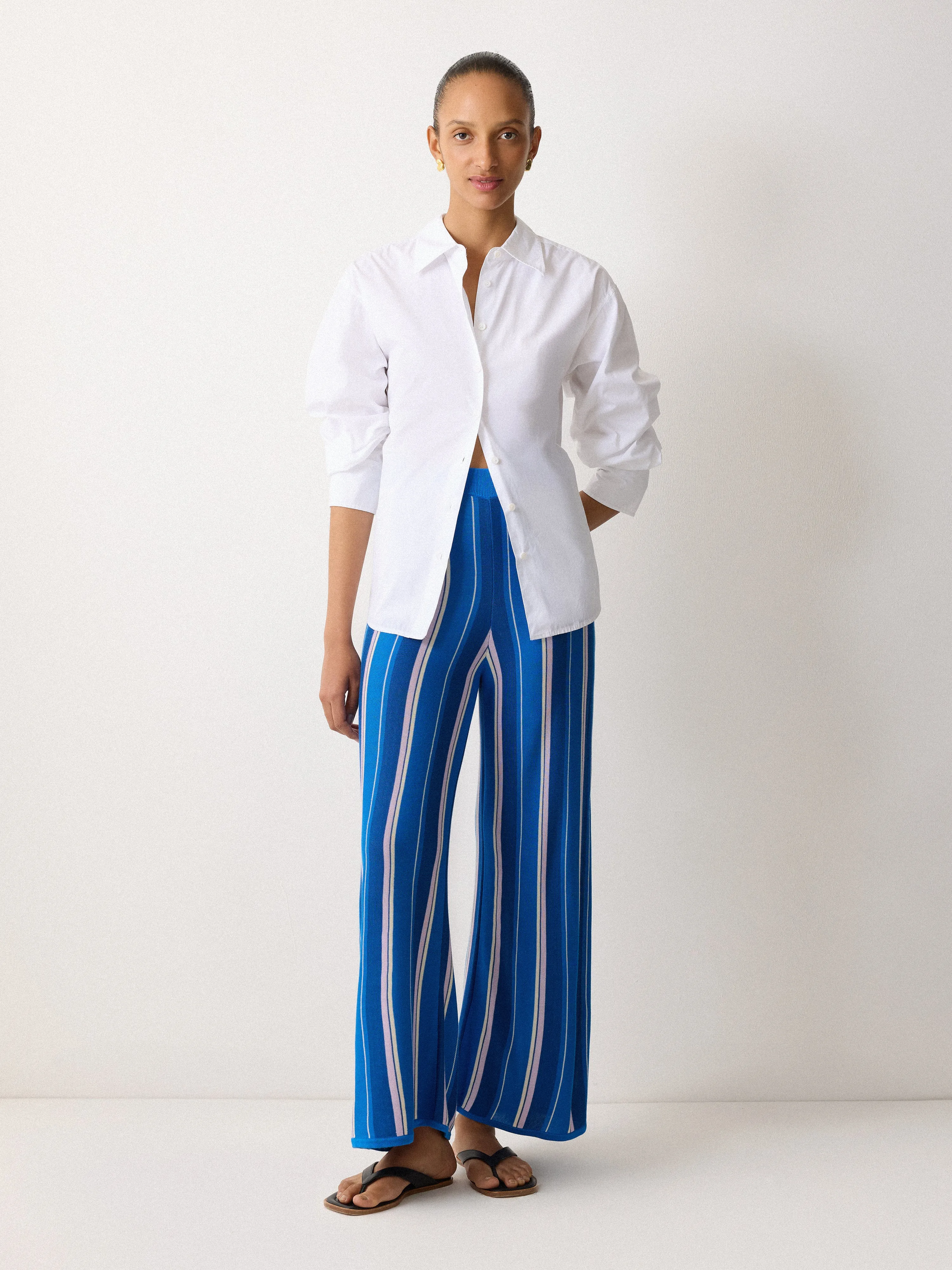 Stripe Knitted Trouser | Blue sold by Jigsaw