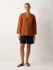 Linen V Neck Slouchy Jumper | Orange sold by Jigsaw