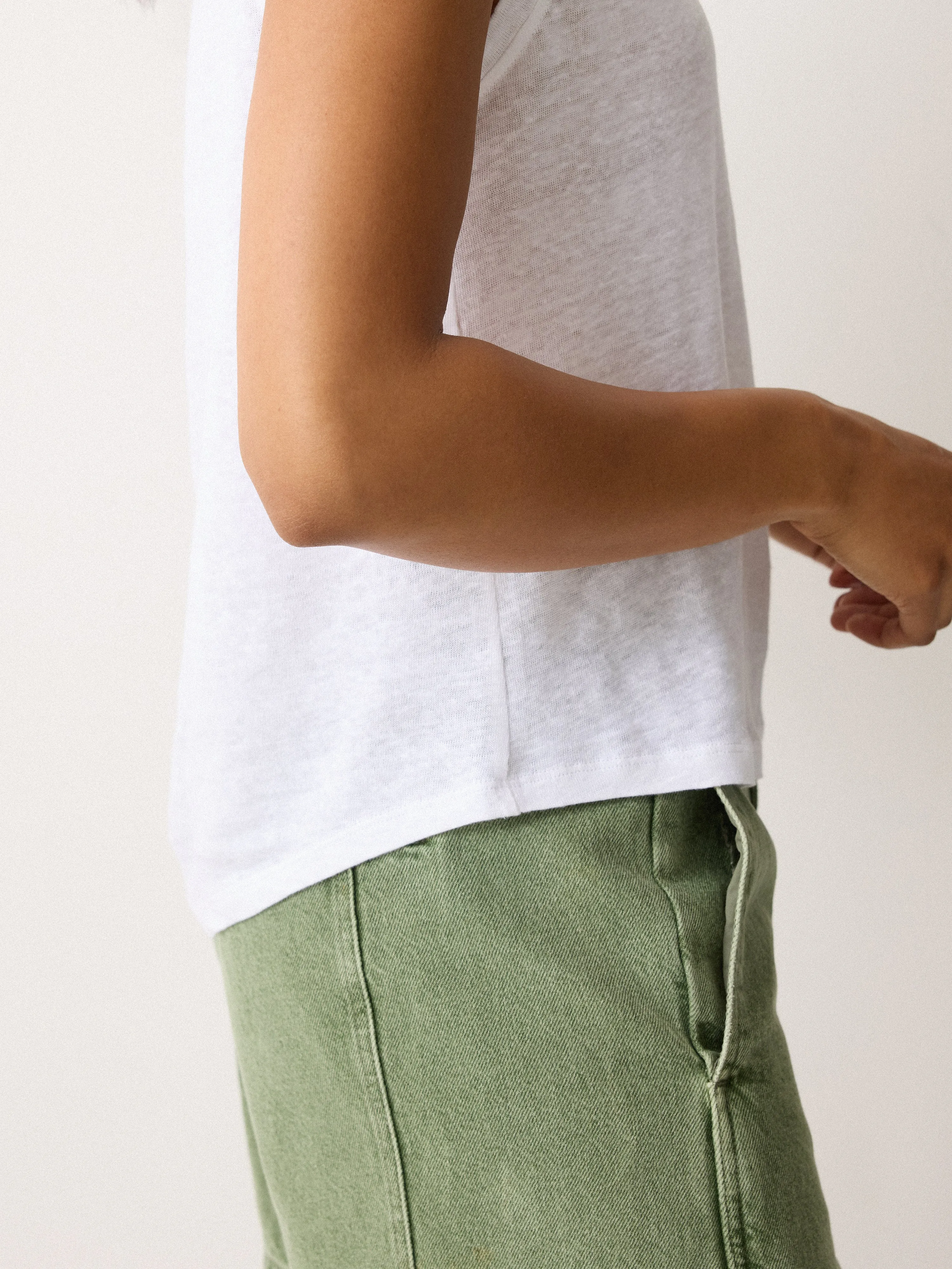 Linen V Neck Tank | White sold by Jigsaw product image thumbnail 2