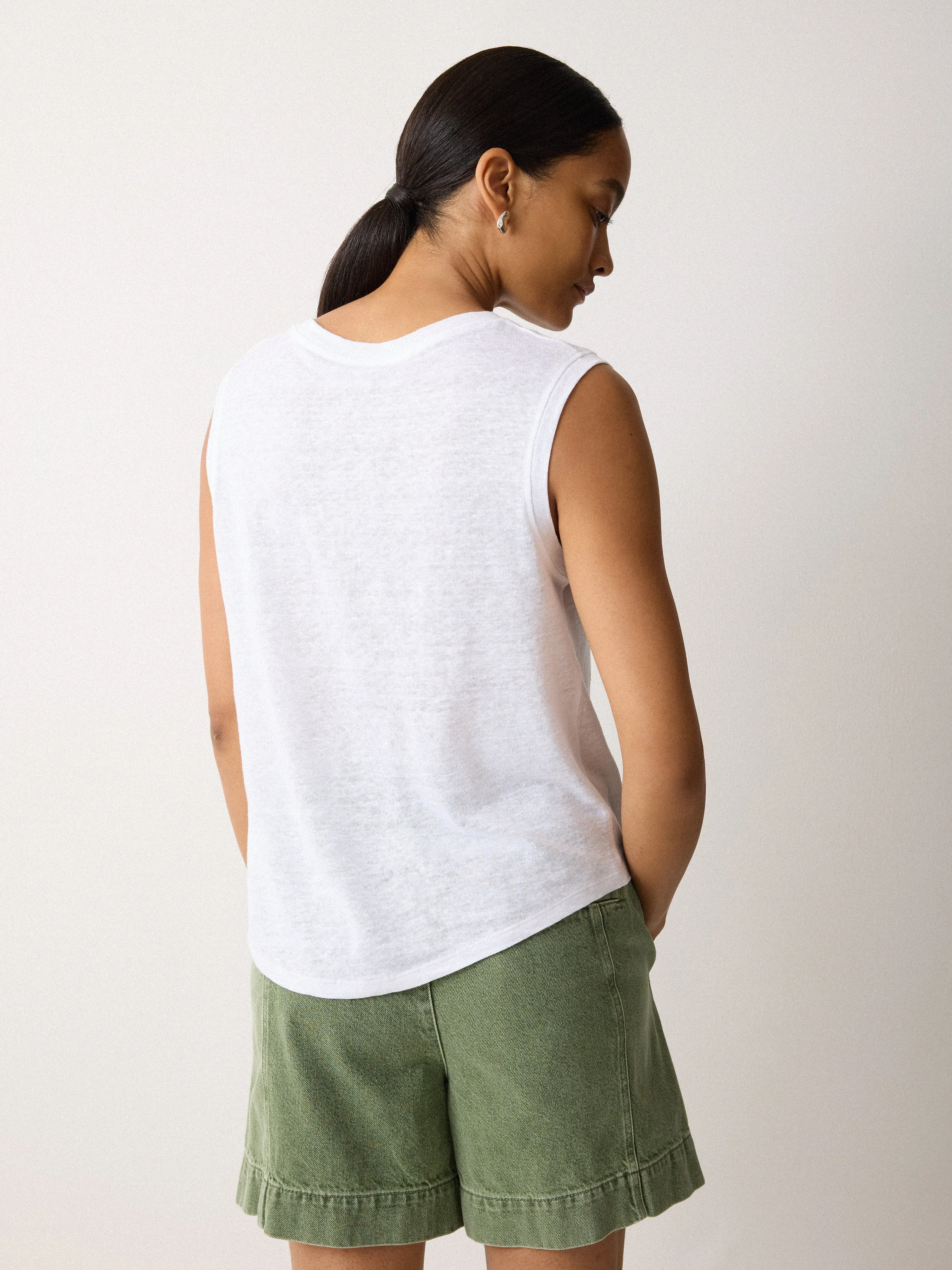 Linen V Neck Tank | White sold by Jigsaw product image thumbnail 4