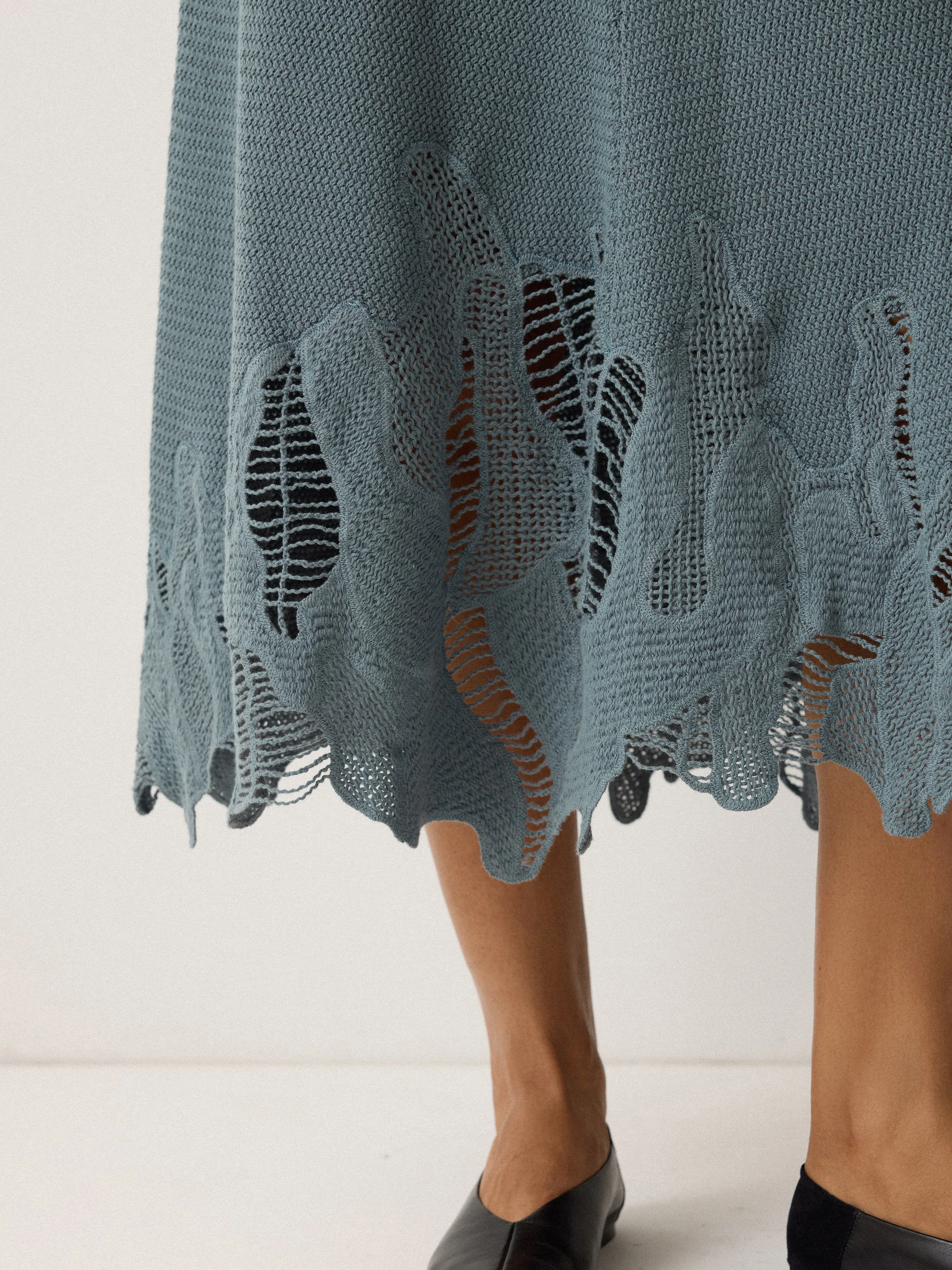 Abstract Lace Knitted Skirt | Blue sold by Jigsaw product image thumbnail 2